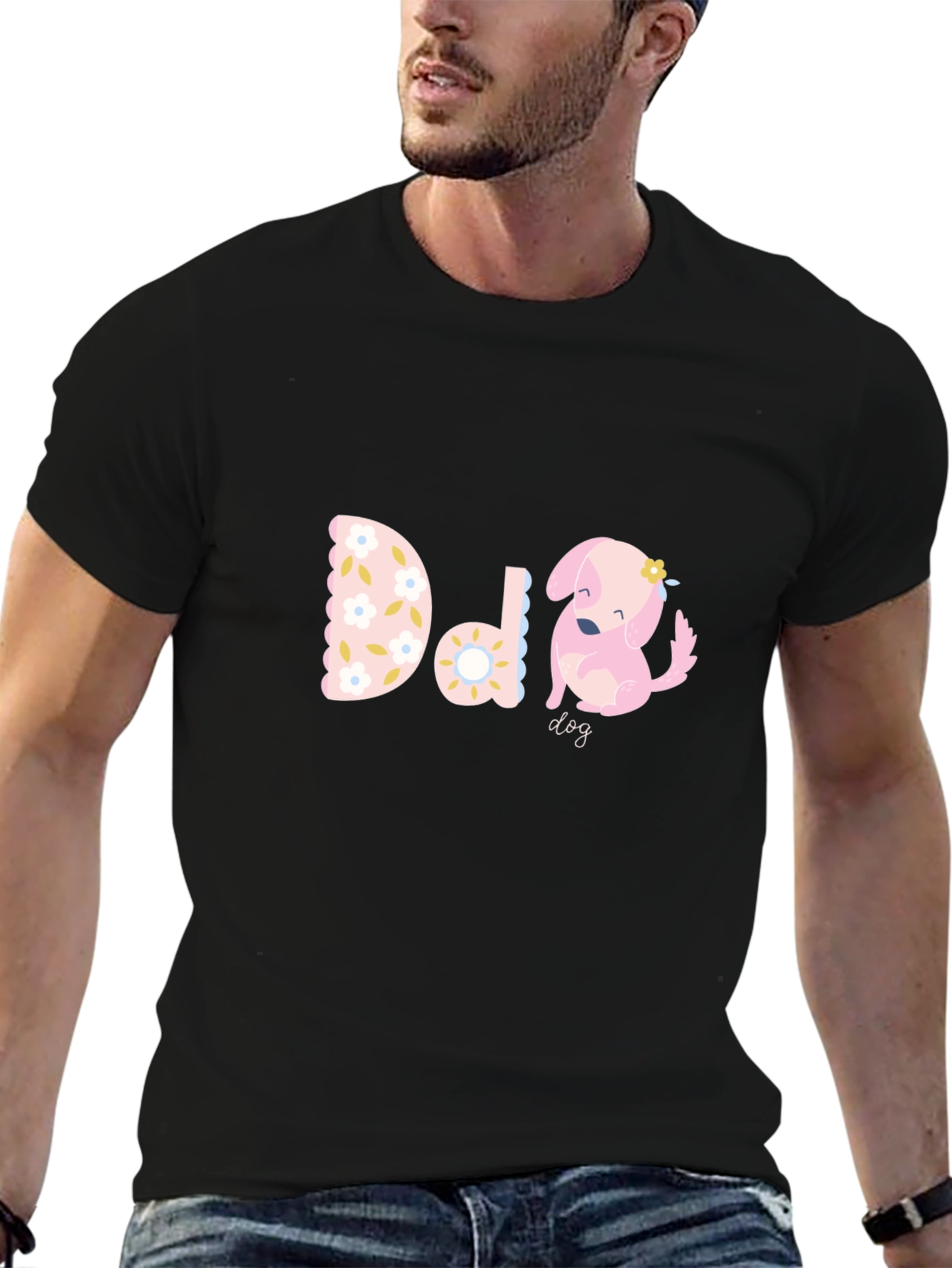 Cute D is for Dog Black T-Shirt