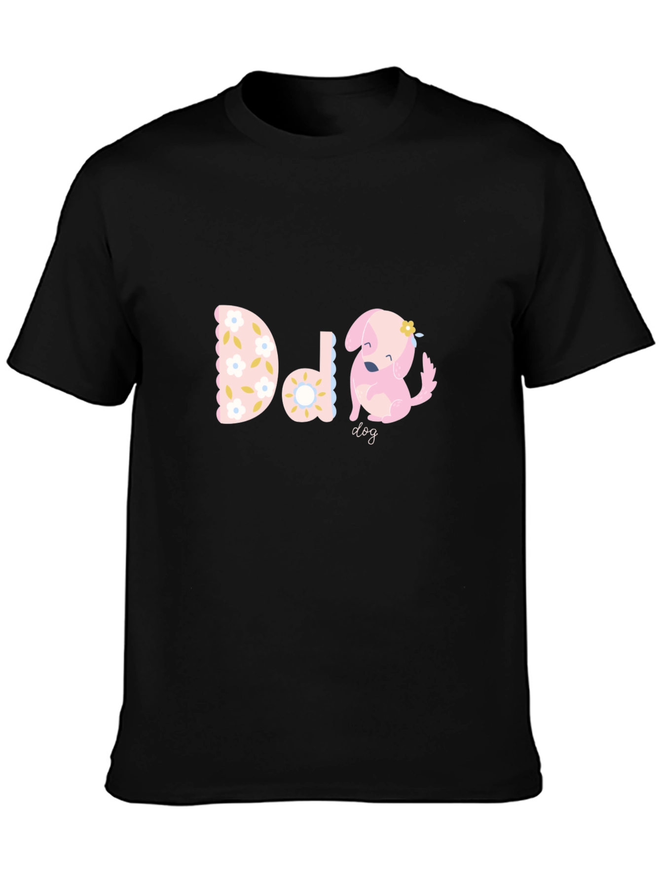 Cute D is for Dog Black T-Shirt