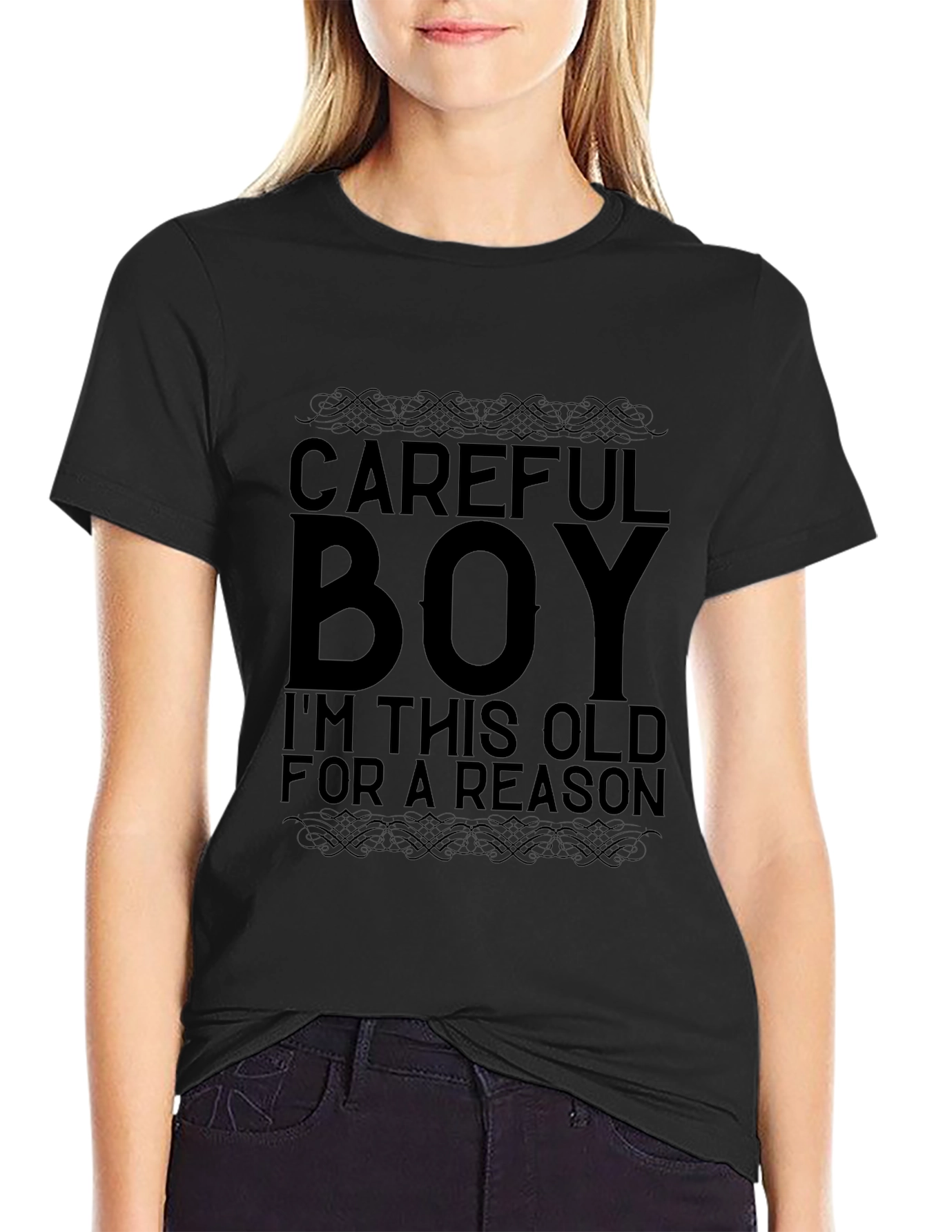 Careful Boy - Funny Sarcastic Mens Black T-Shirt