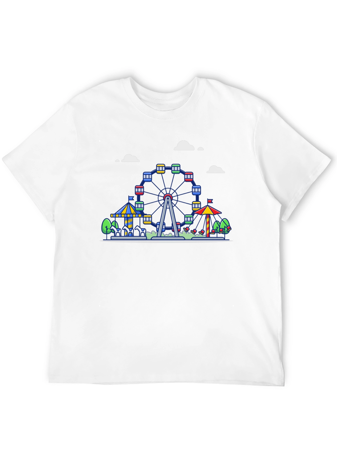 Carnival Ferris Wheel Graphic Tee - Black Cotton Shirt