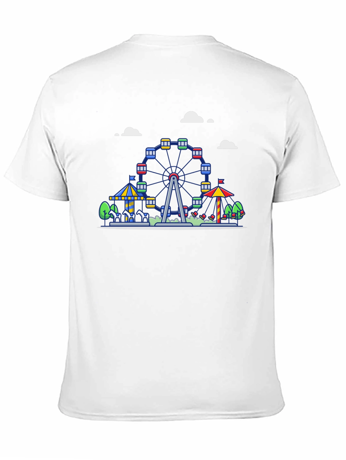 Carnival Ferris Wheel Graphic Tee - Black Cotton Shirt