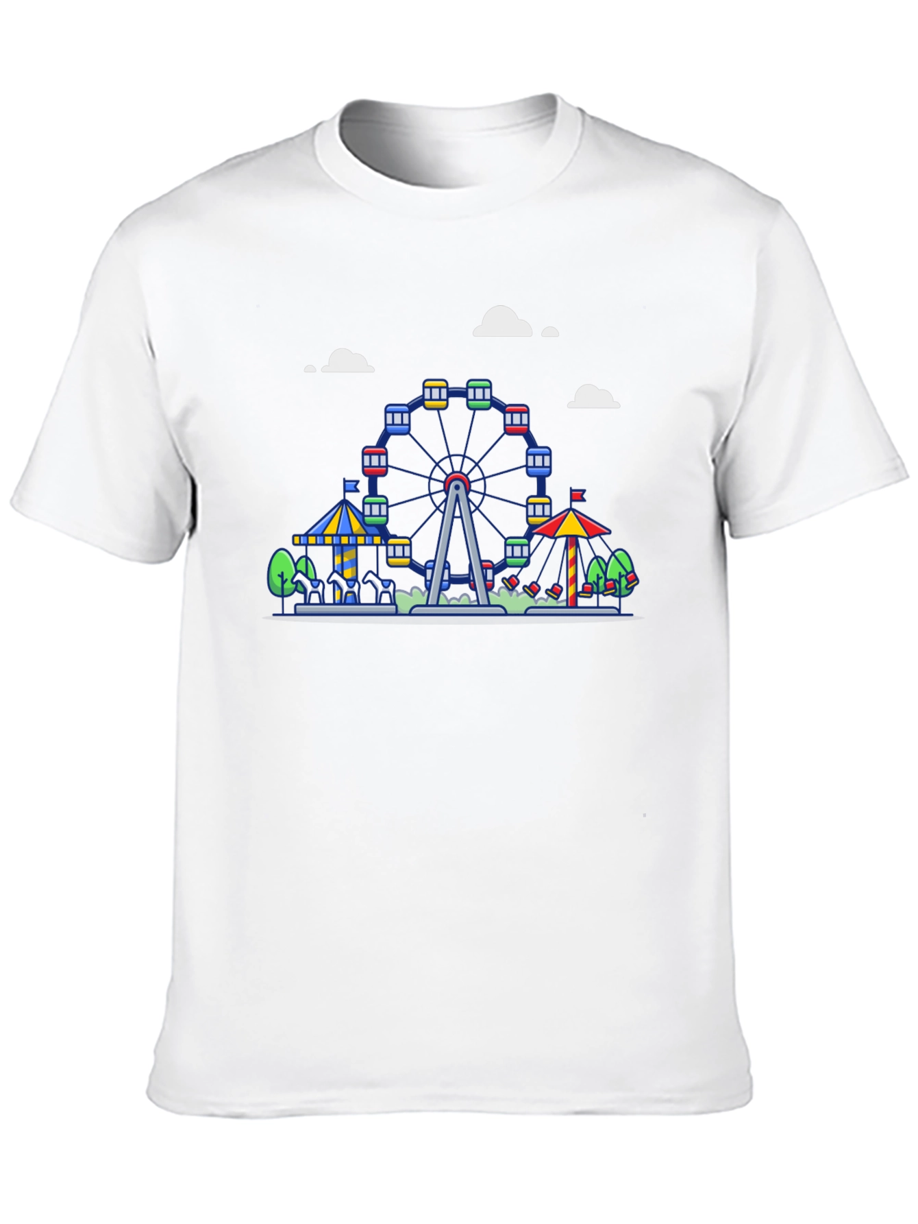 Carnival Ferris Wheel Graphic Tee - Black Cotton Shirt