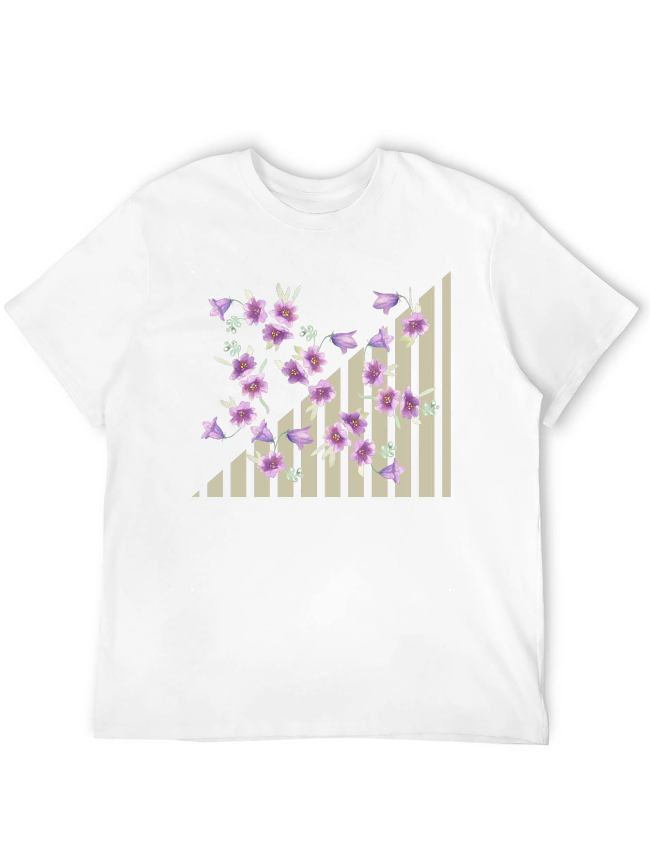 Floral & Stripes Black T-Shirt