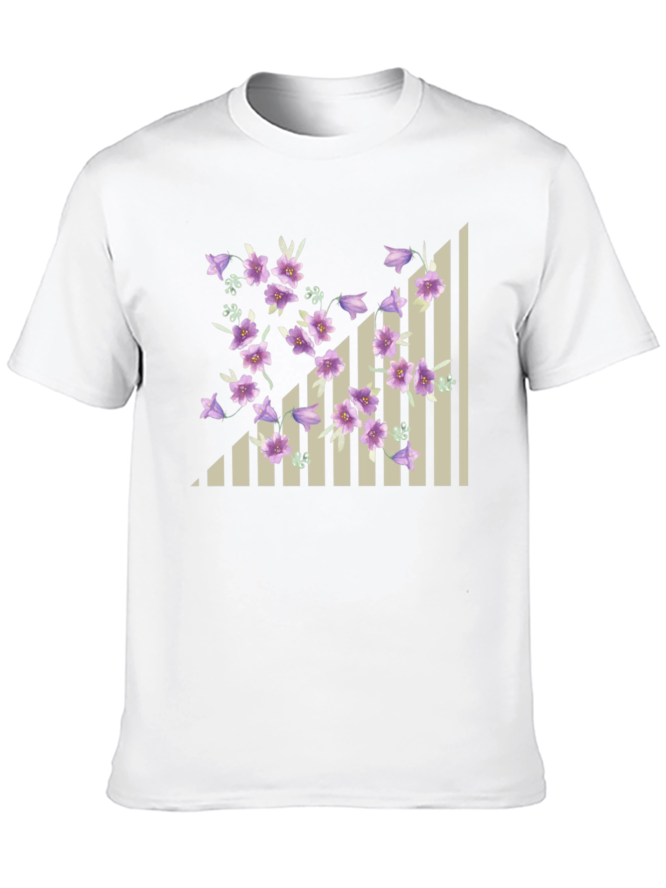 Floral & Stripes Black T-Shirt