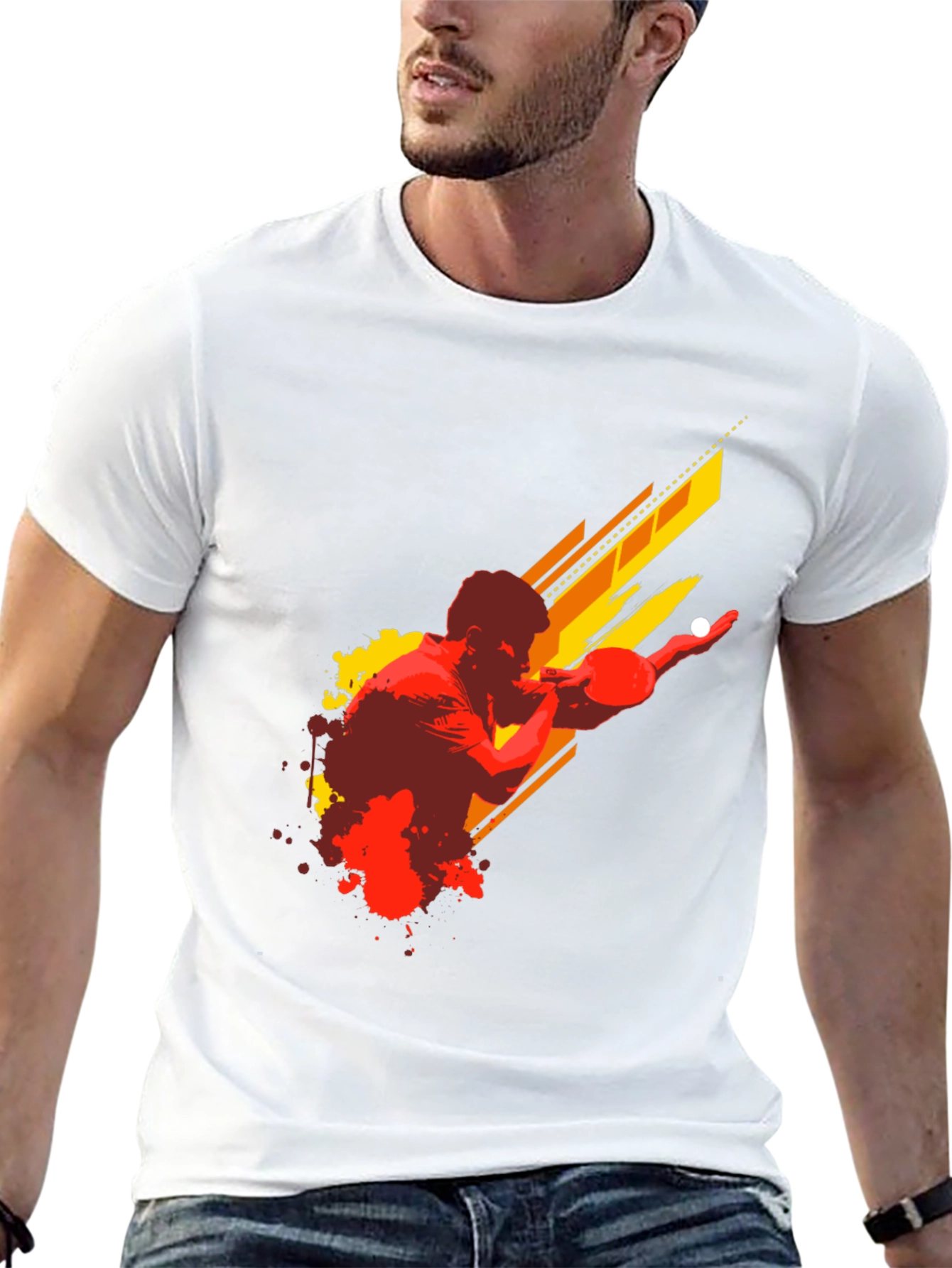 Ping Pong Player Graphic Tee - Black