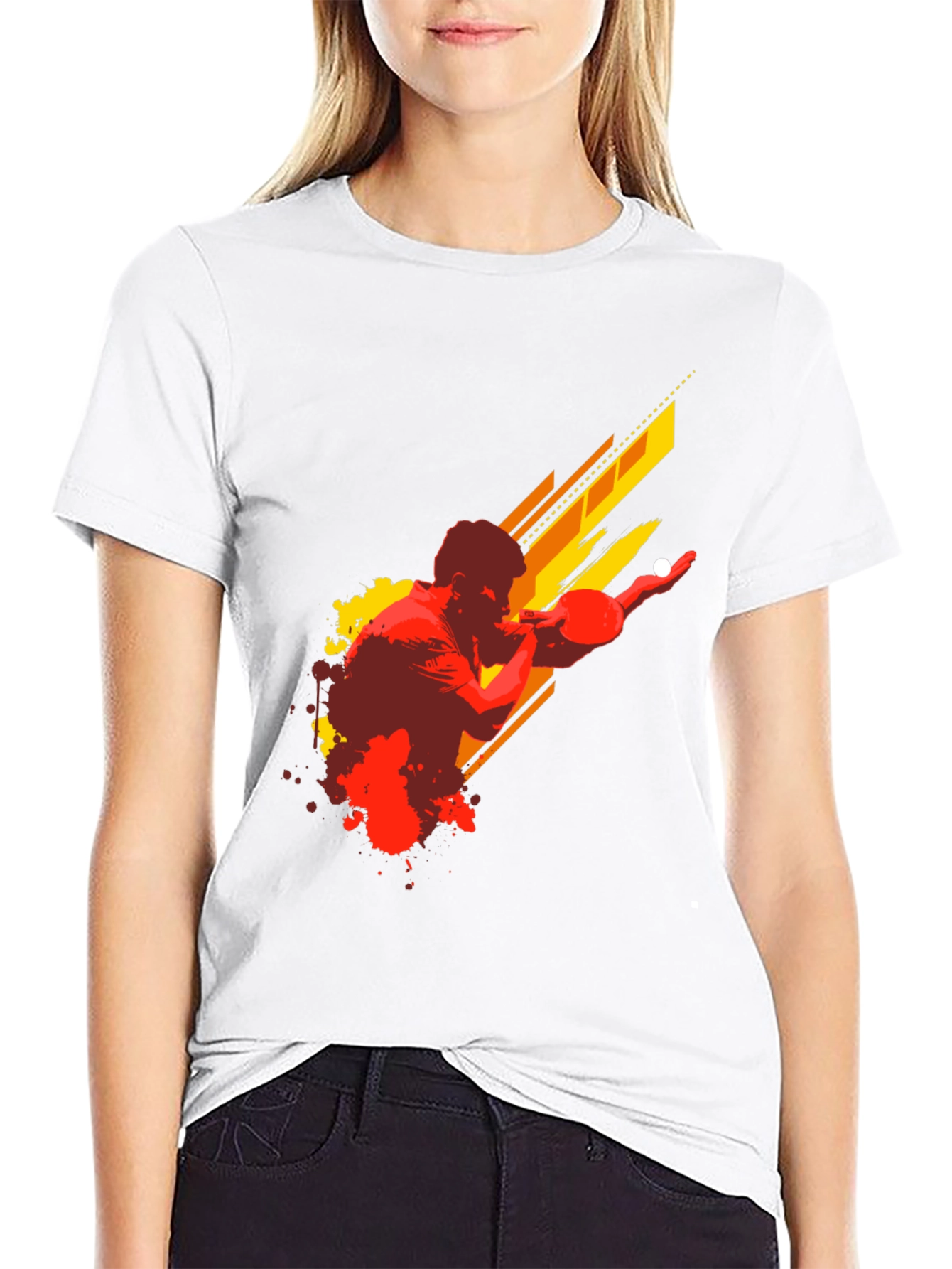 Ping Pong Player Graphic Tee - Black