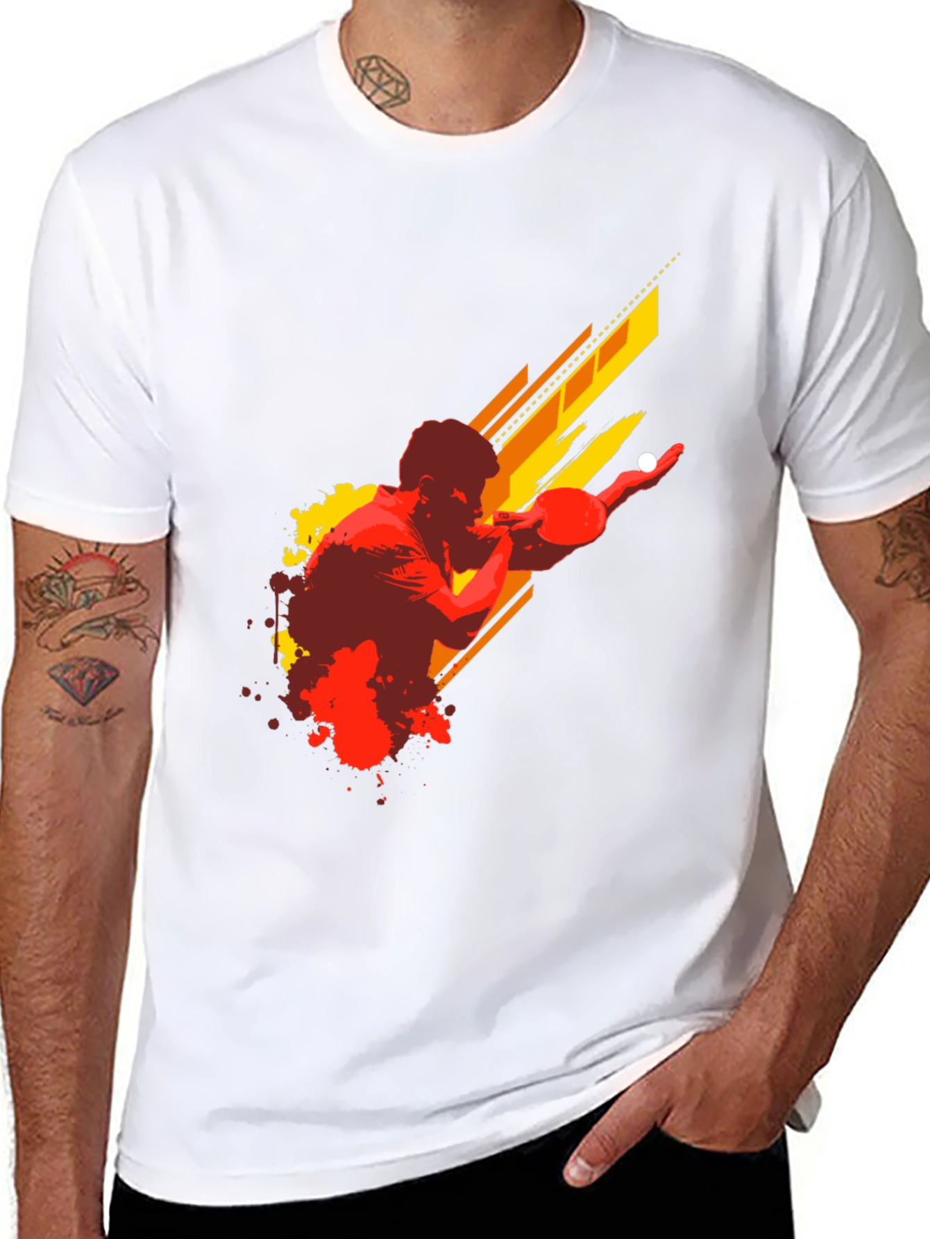 Ping Pong Player Graphic Tee - Black