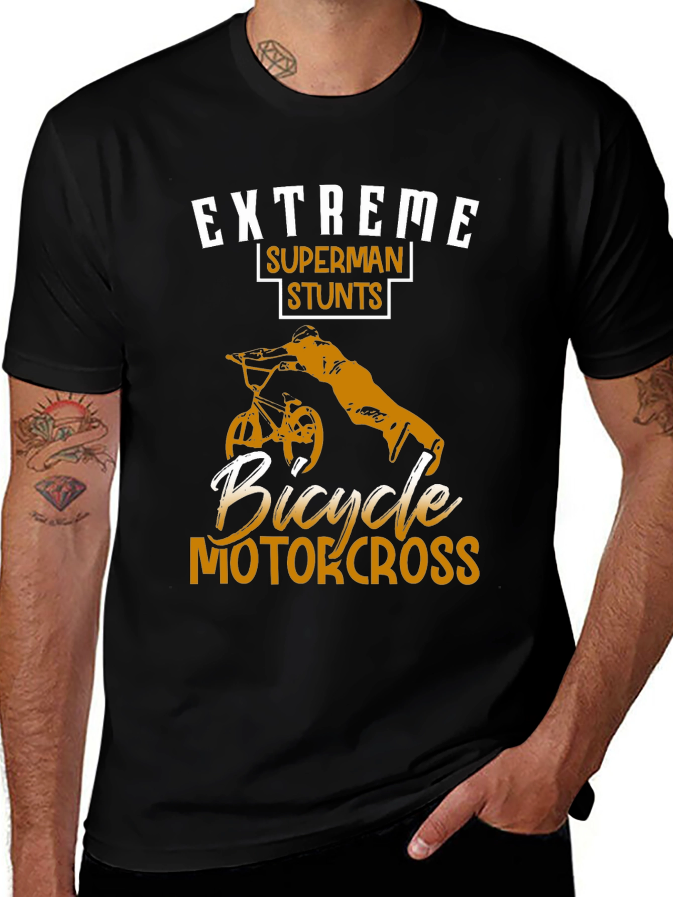 Extreme Superman Stunts Bicycle Motocross T-Shirt