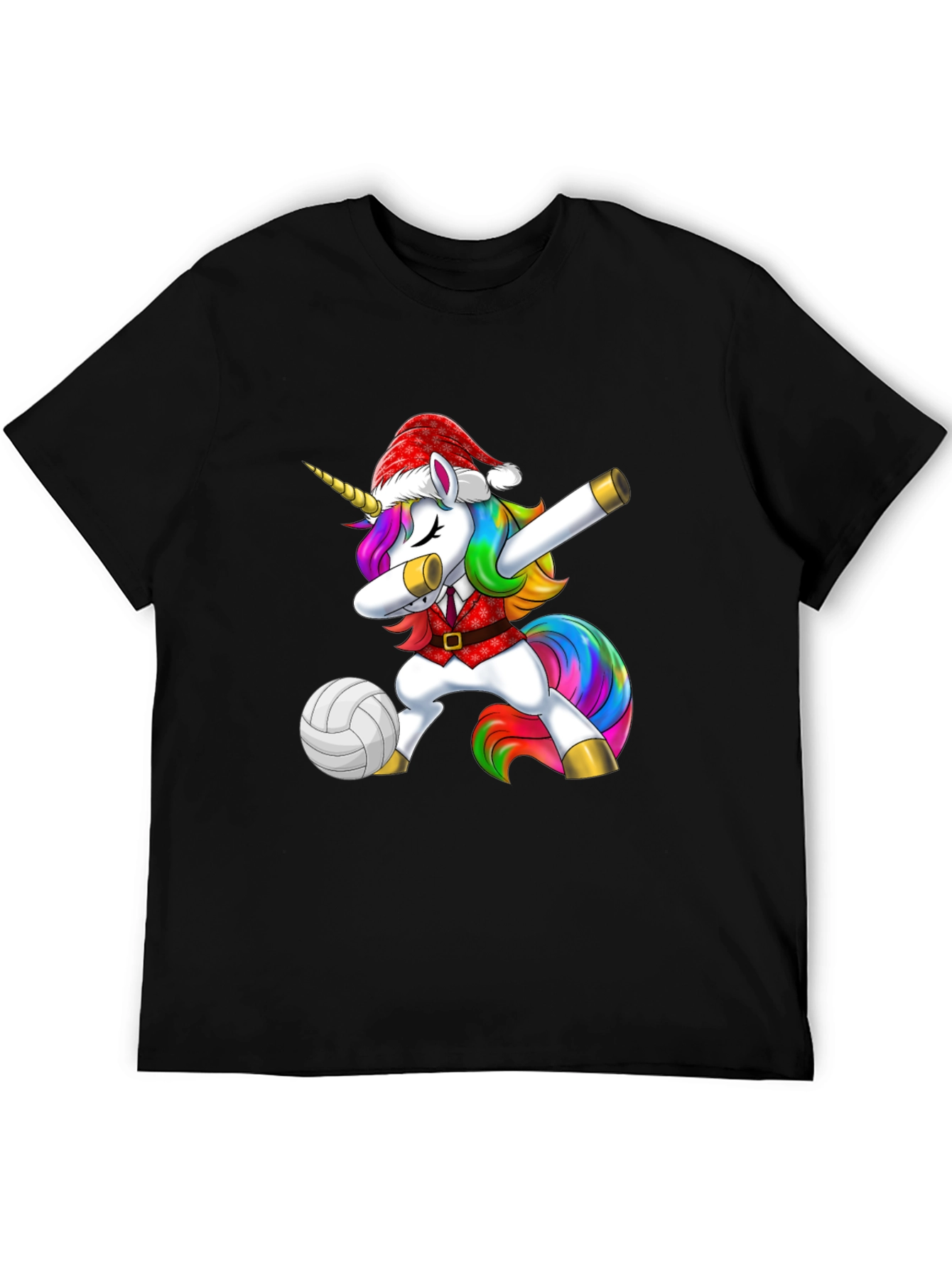 Unicorn Dabbing Volleyball Christmas Tee