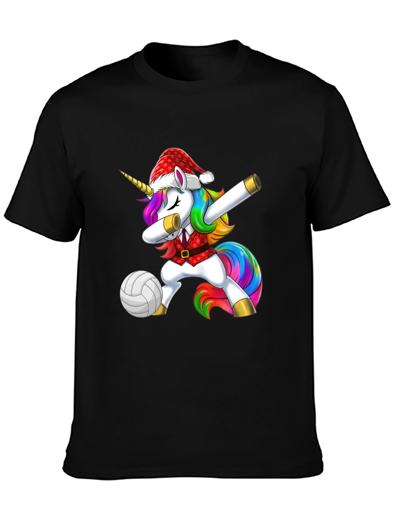 Unicorn Dabbing Volleyball Christmas Tee
