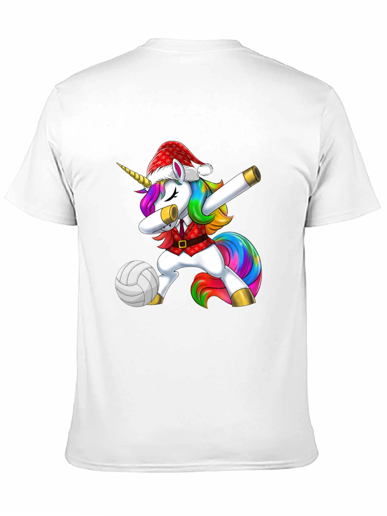Unicorn Dabbing Volleyball Christmas Tee