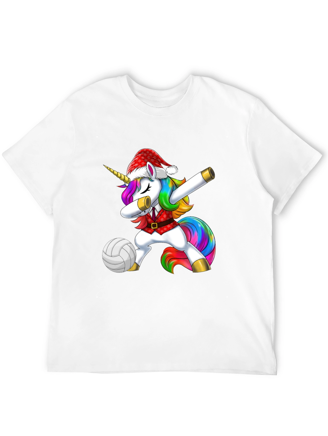 Unicorn Dabbing Volleyball Christmas Tee