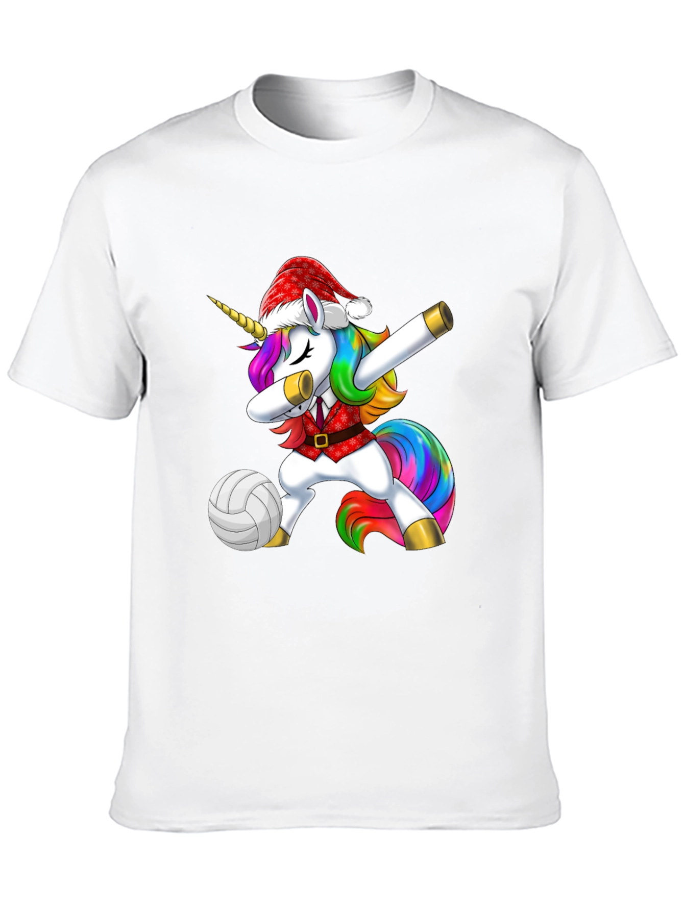 Unicorn Dabbing Volleyball Christmas Tee