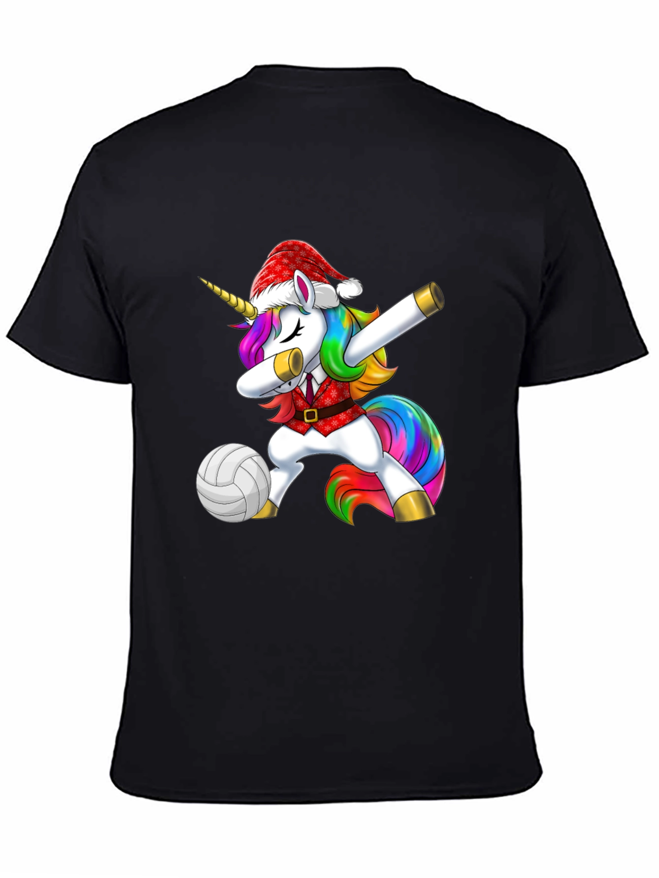 Unicorn Dabbing Volleyball Christmas Tee