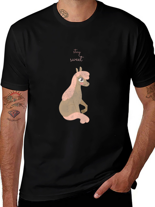 Stay Sweet Horse Graphic Tee - Black Unisex T-Shirt