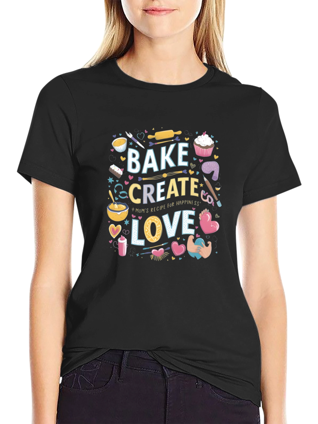 Bake Create Love Graphic T-Shirt - Baking Enthusiast Tee