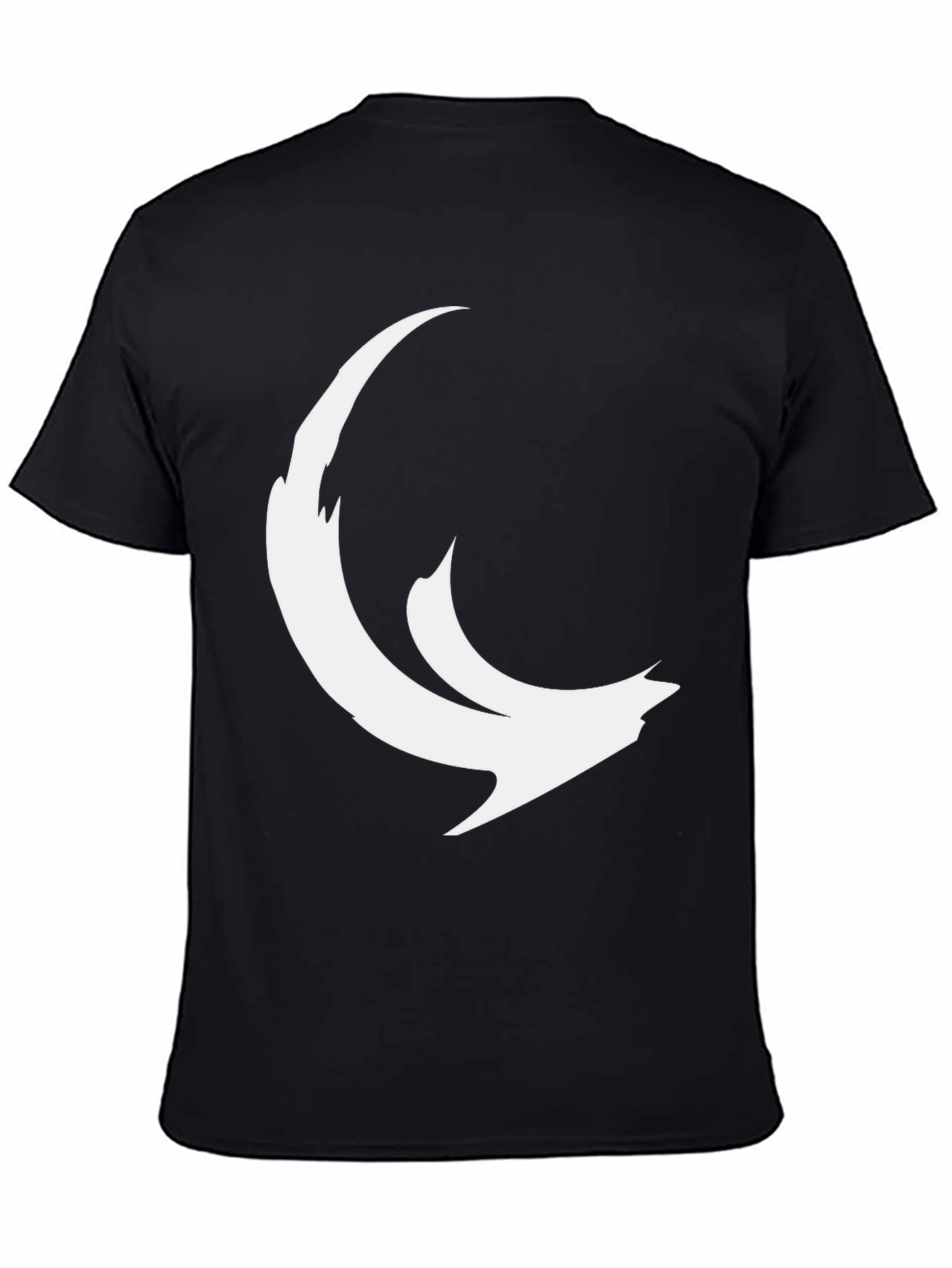 Abstract Crescent Moon Graphic Black Tee