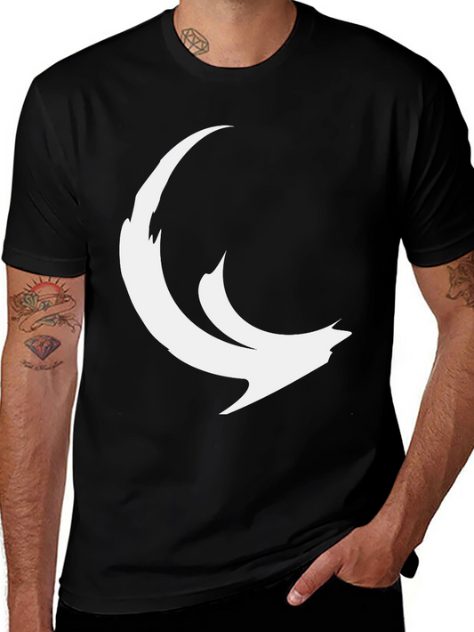 Abstract Crescent Moon Graphic Black Tee
