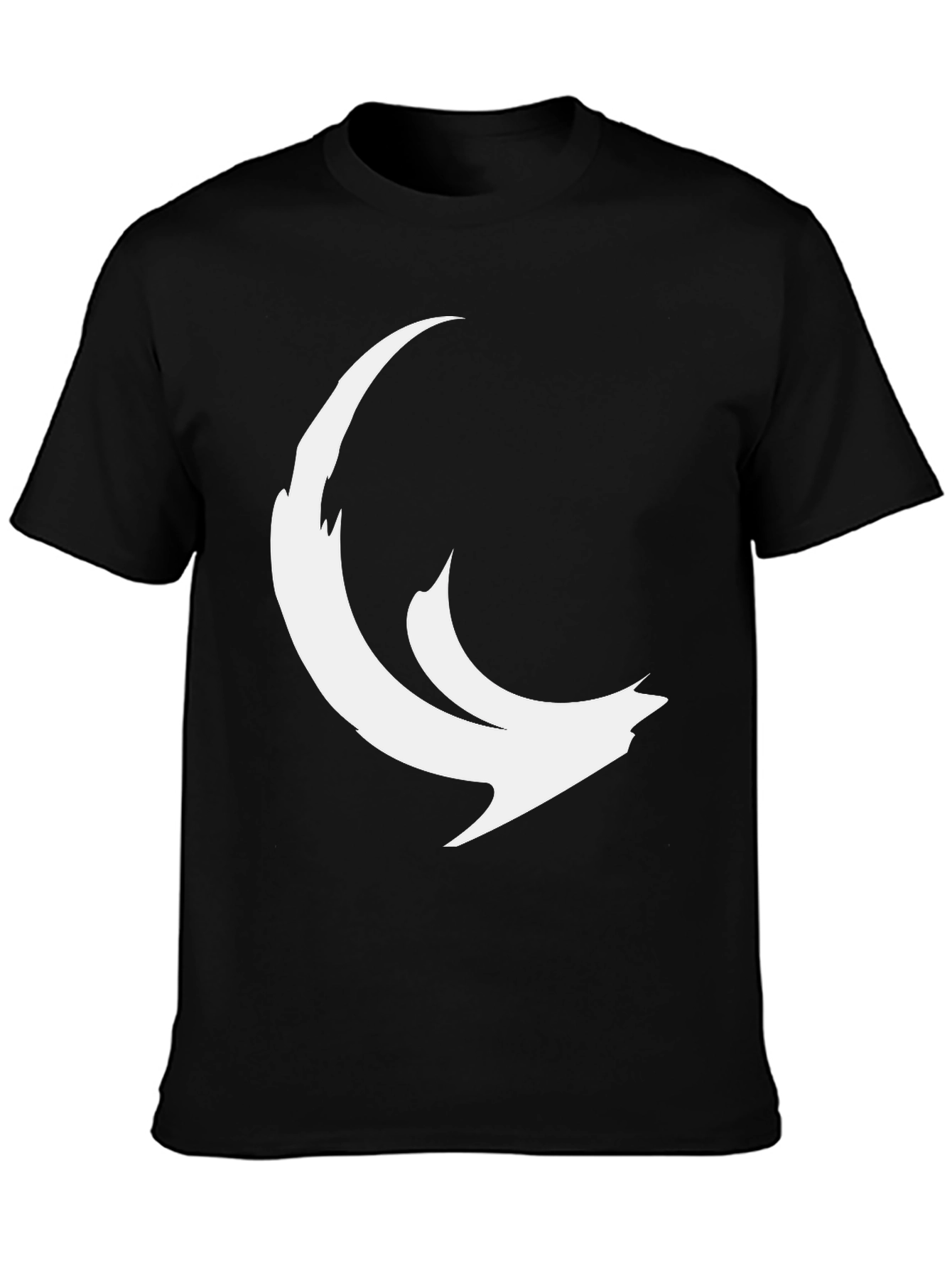 Abstract Crescent Moon Graphic Black Tee