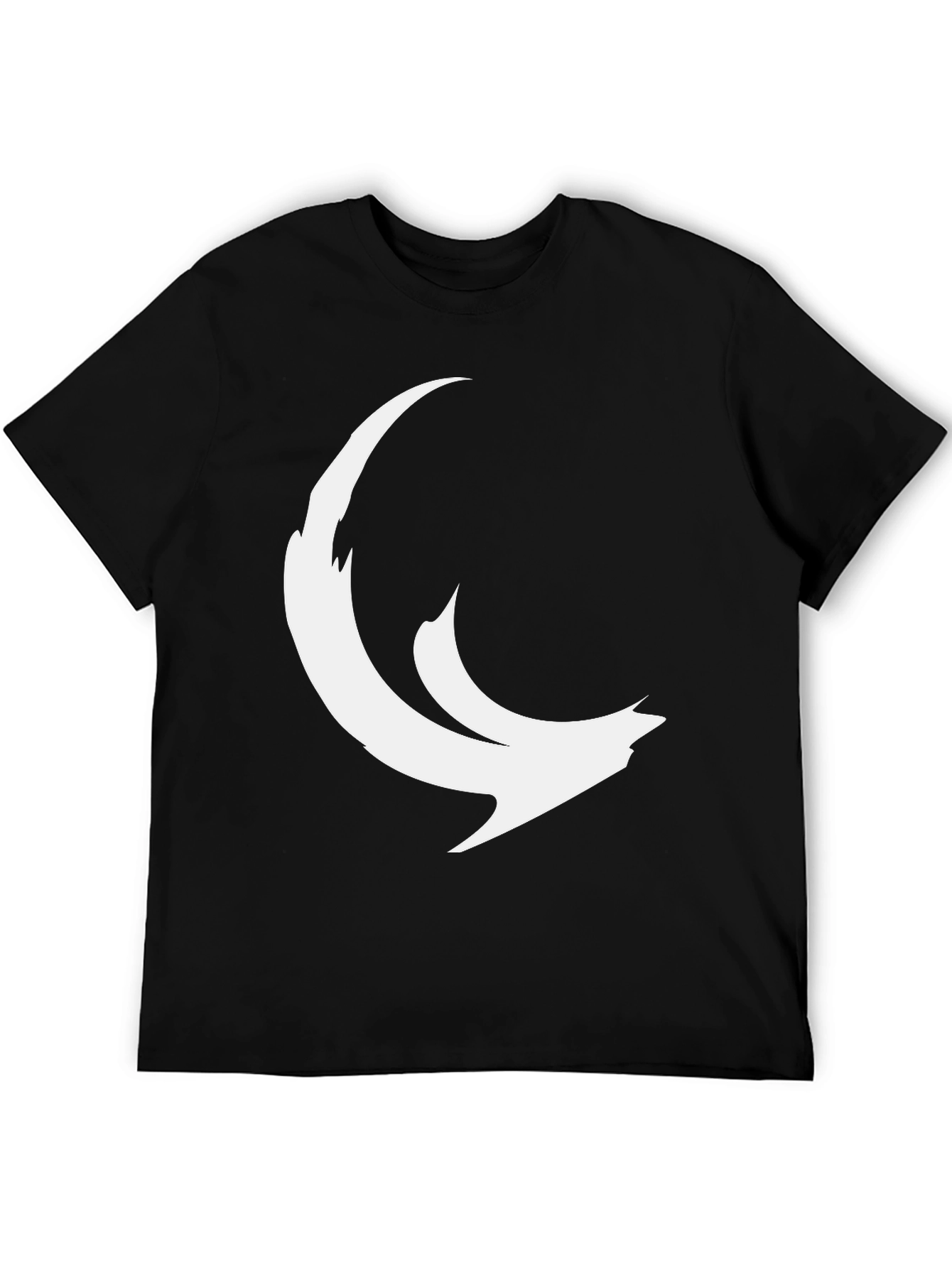 Abstract Crescent Moon Graphic Black Tee