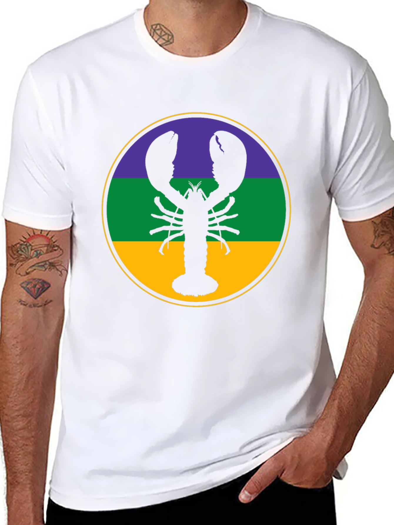 Lobster Mardi Gras T-Shirt - Round Circle