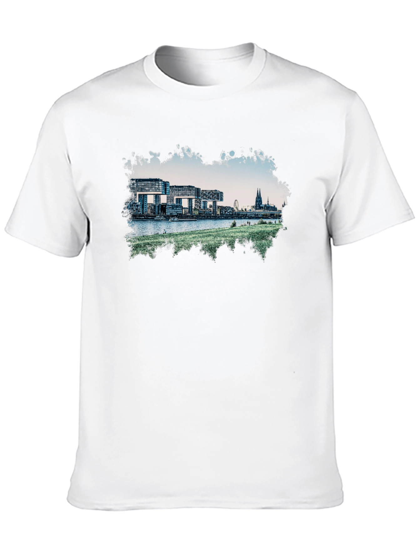 Cologne Germany Skyline Graphic Tee - Black Cotton Blend