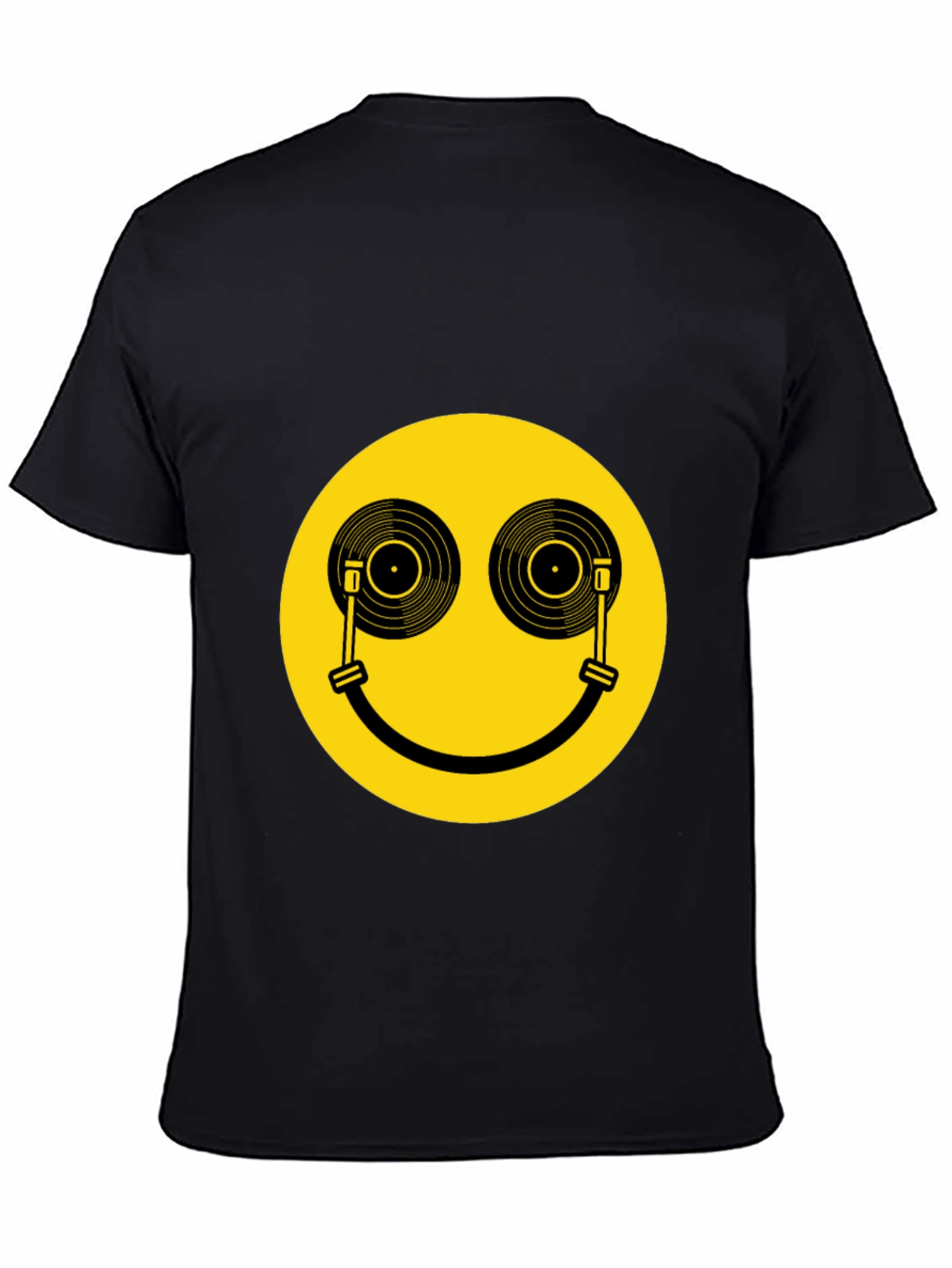 Smiley Face DJ Turntable Graphic Tee - Black