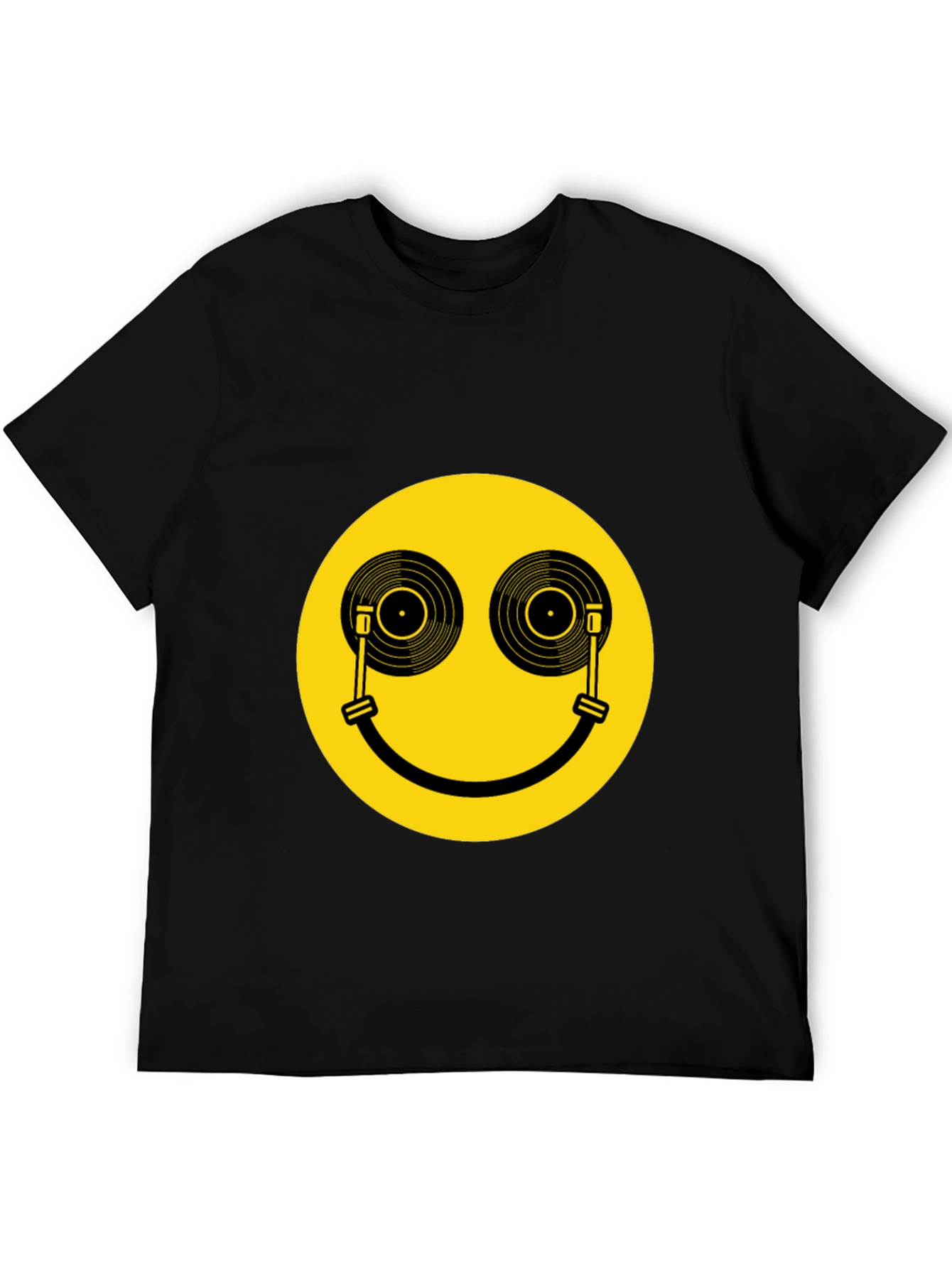 Smiley Face DJ Turntable Graphic Tee - Black