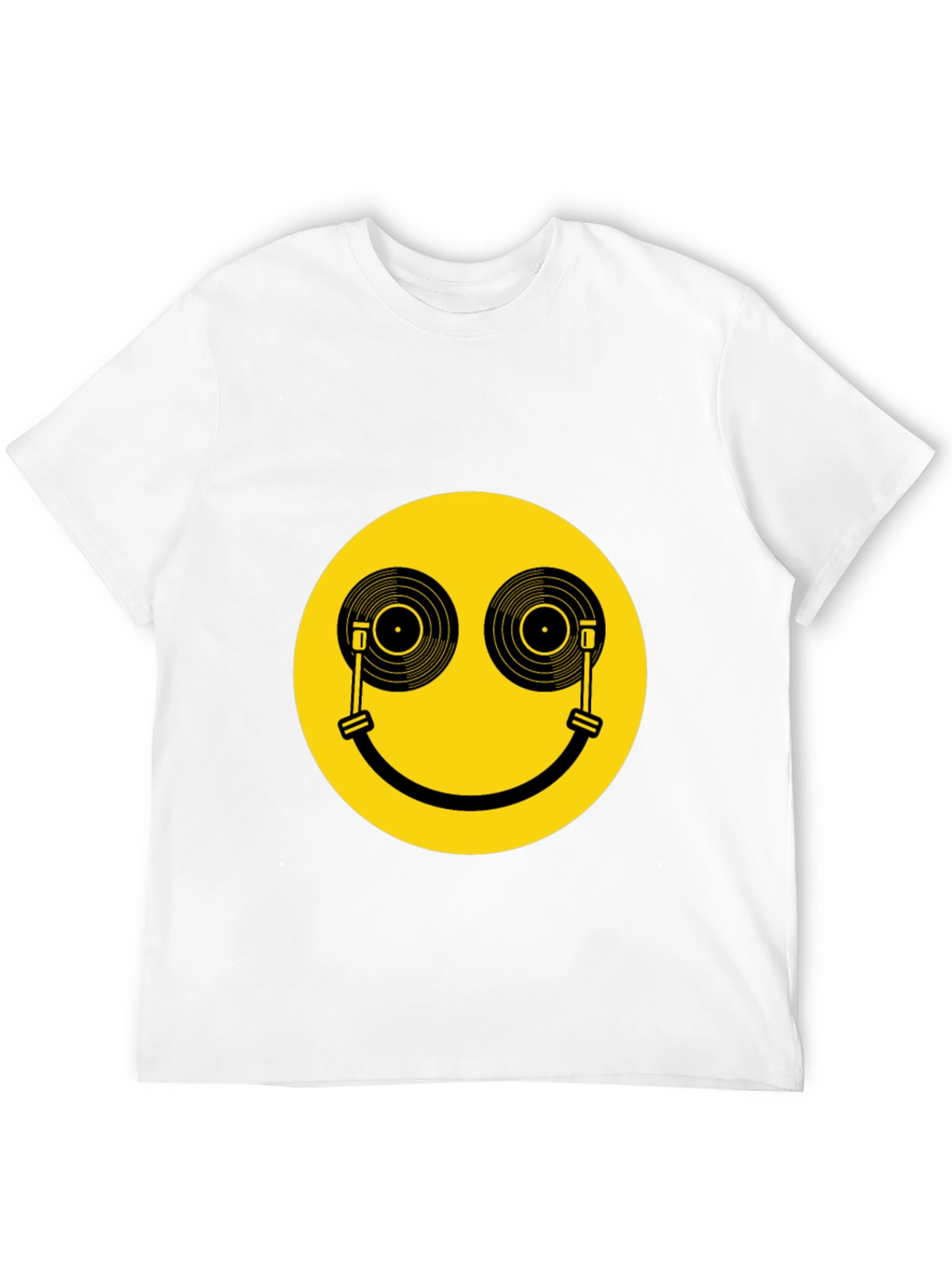 Smiley Face DJ Turntable Graphic Tee - Black
