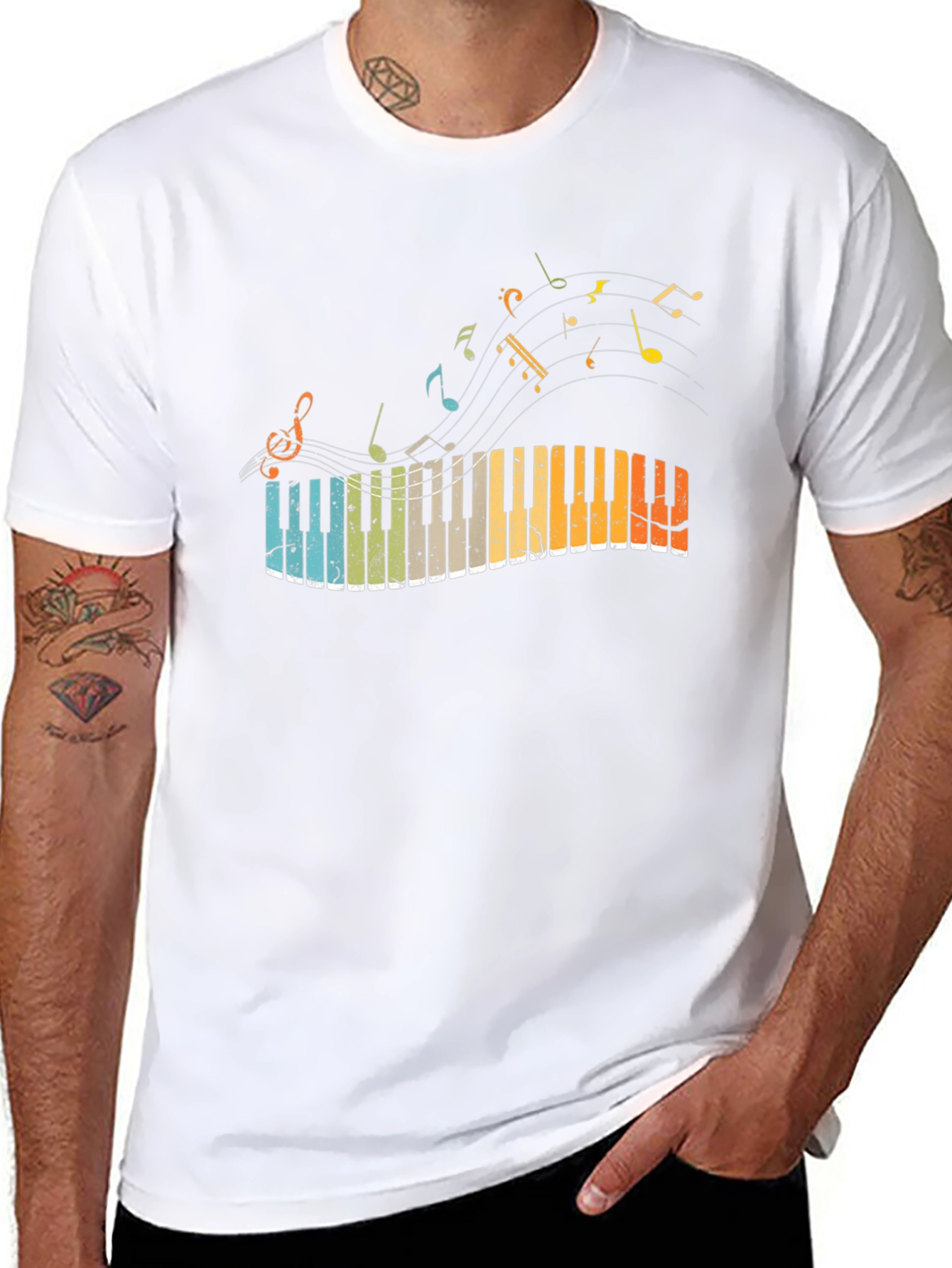 Retro Piano Keyboard T-Shirt - Music Lover Tee