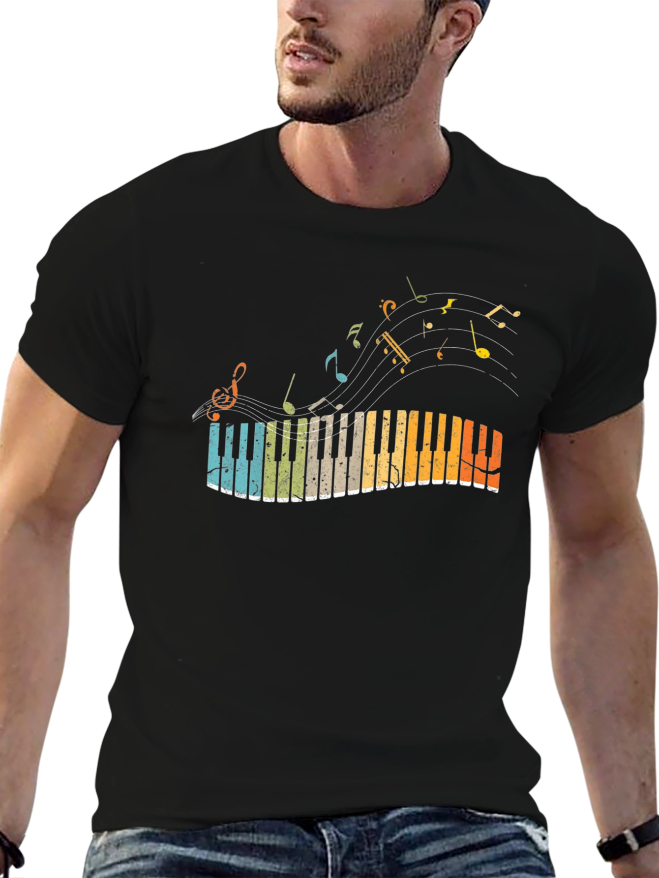 Retro Piano Keyboard T-Shirt - Music Lover Tee