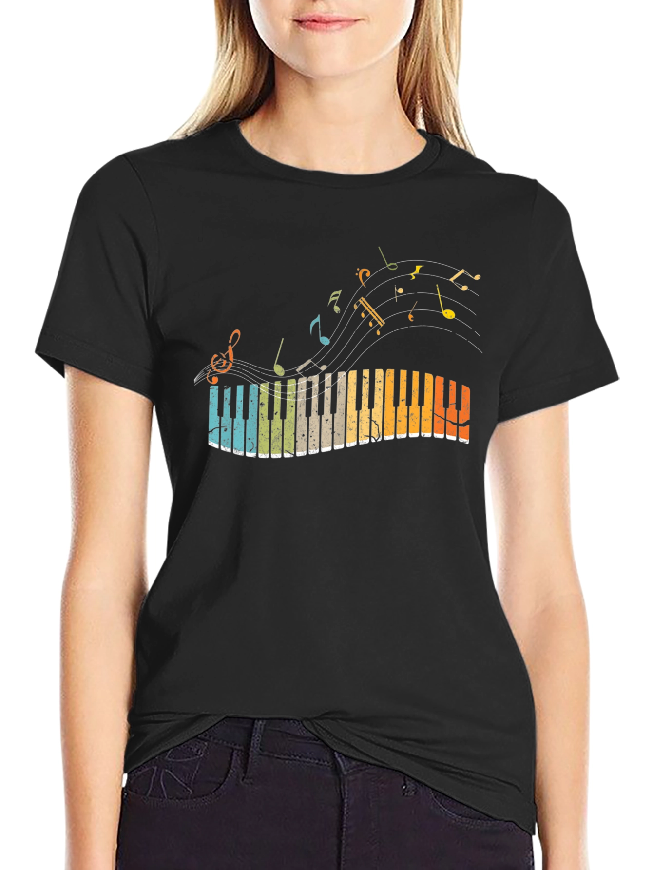 Retro Piano Keyboard T-Shirt - Music Lover Tee