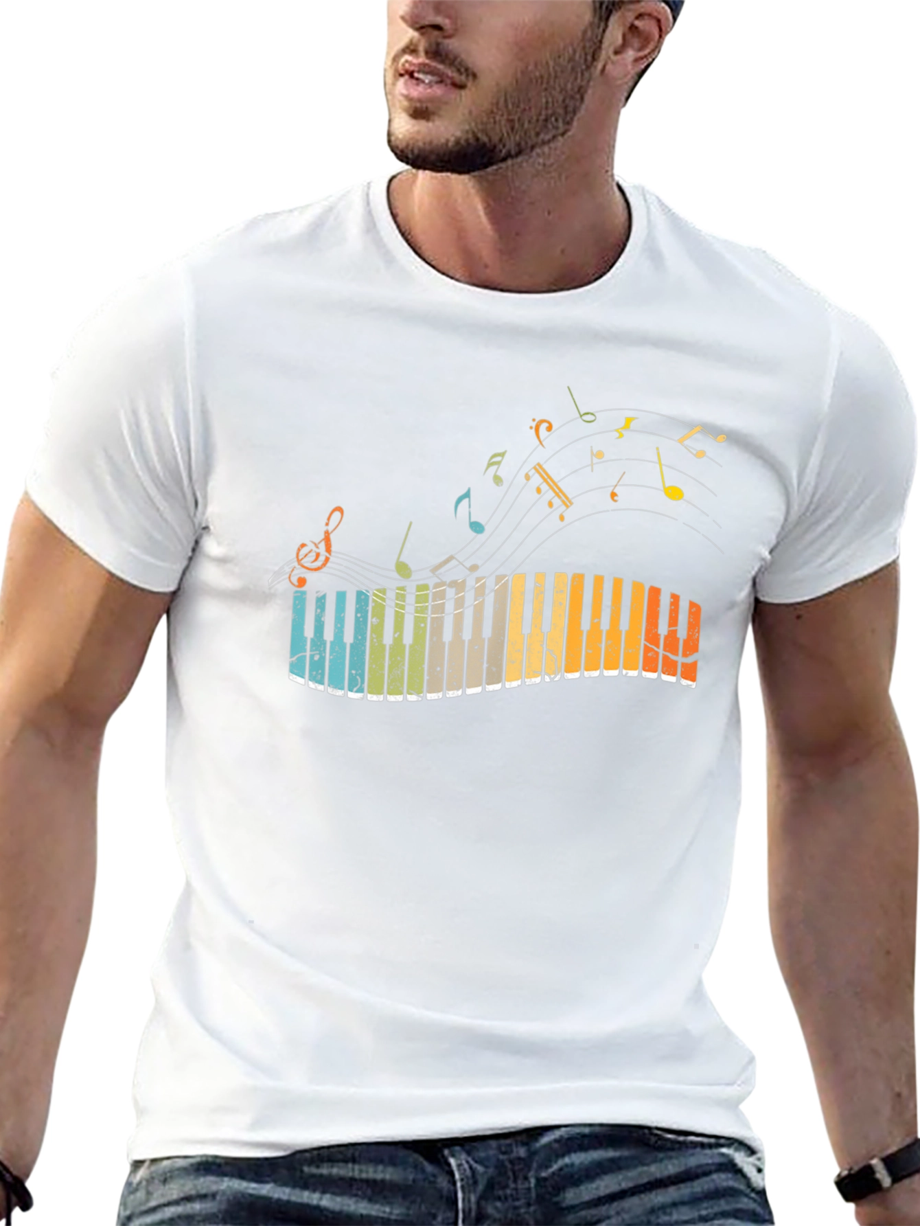 Retro Piano Keyboard T-Shirt - Music Lover Tee