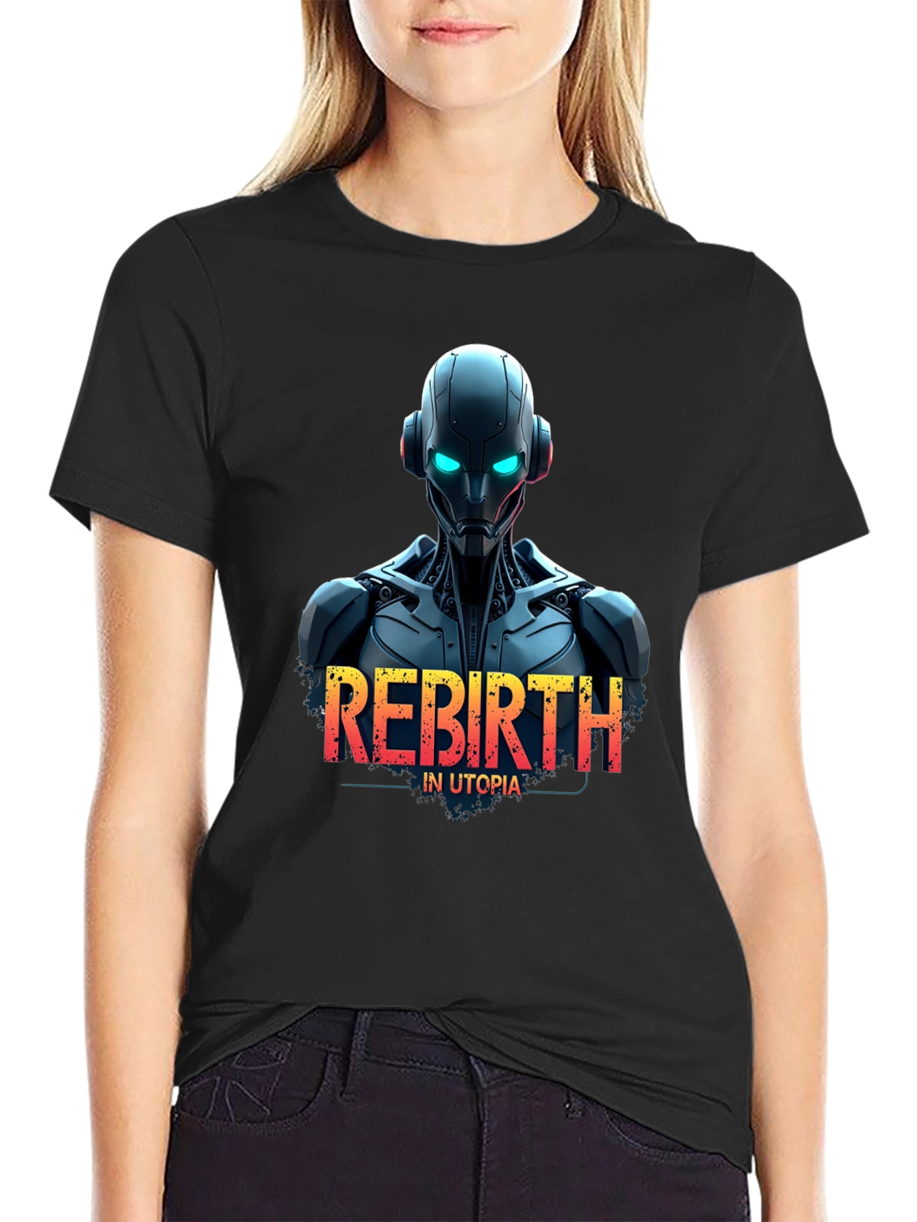 Rebirth in Utopia Robot T-Shirt - Sci-Fi Style