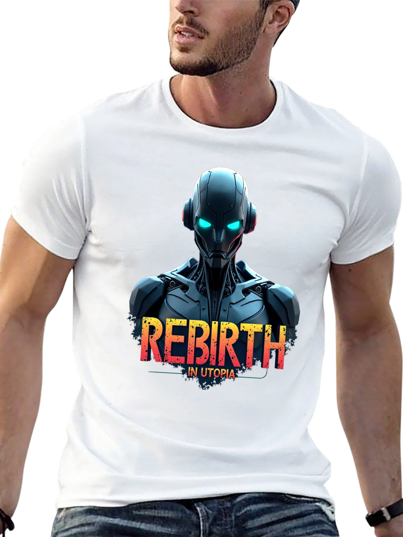Rebirth in Utopia Robot T-Shirt - Sci-Fi Style