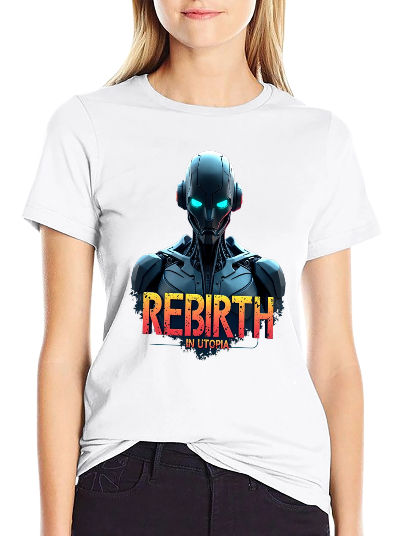 Rebirth in Utopia Robot T-Shirt - Sci-Fi Style