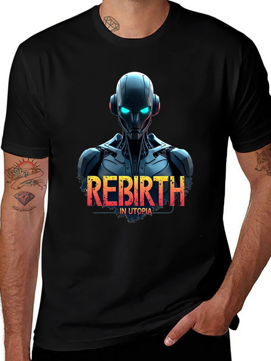 Rebirth in Utopia Robot T-Shirt - Sci-Fi Style