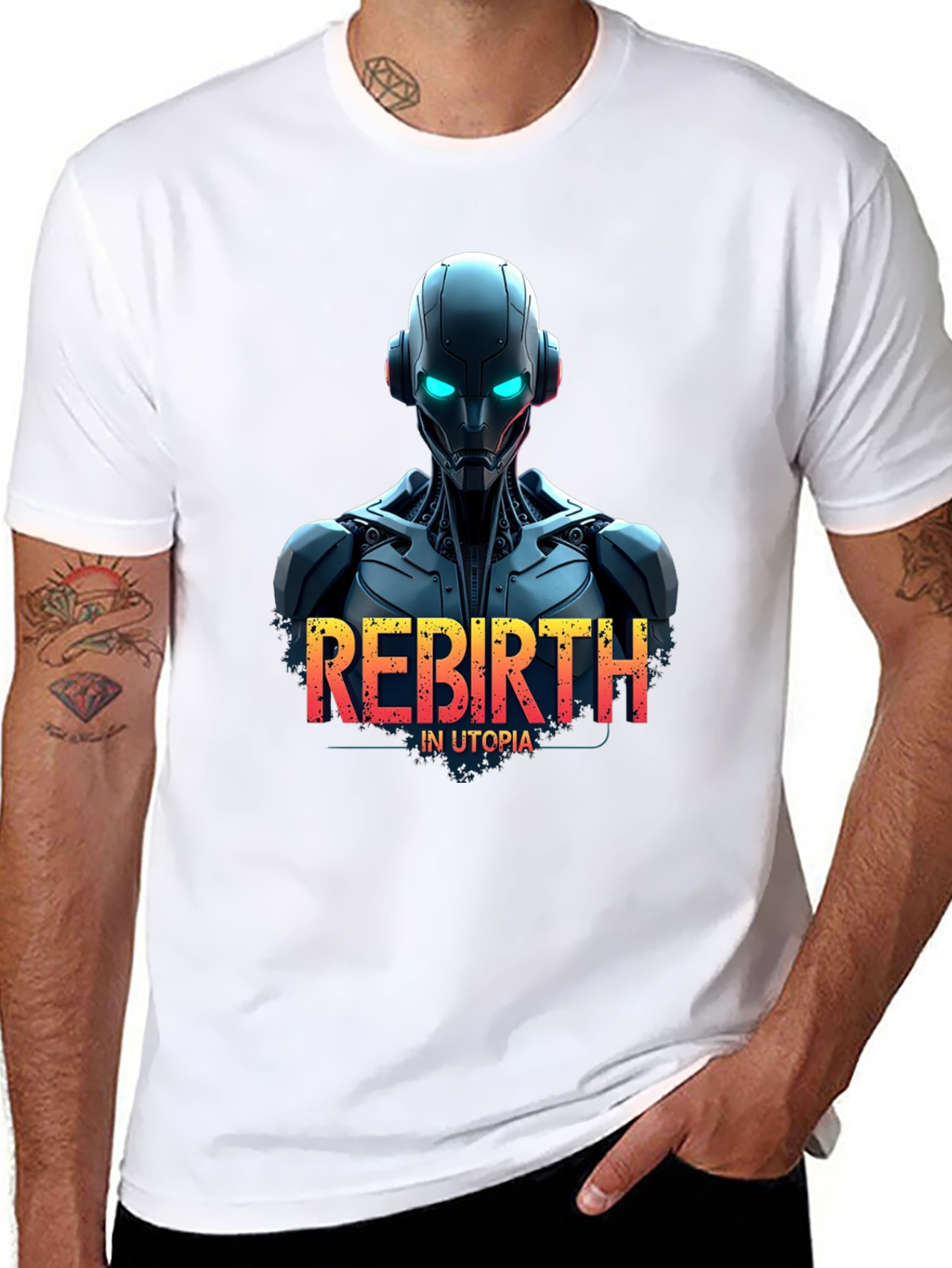 Rebirth in Utopia Robot T-Shirt - Sci-Fi Style