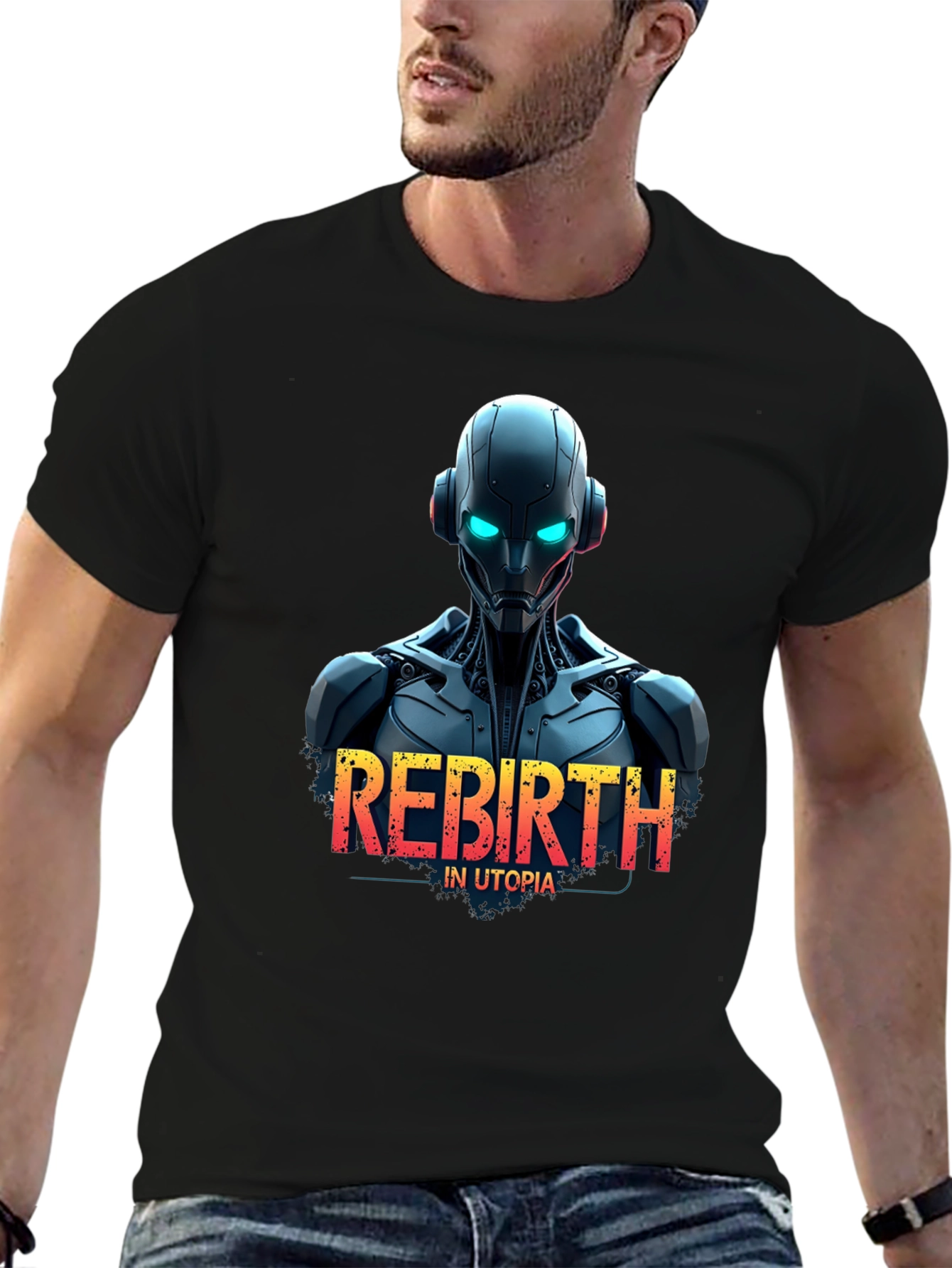 Rebirth in Utopia Robot T-Shirt - Sci-Fi Style