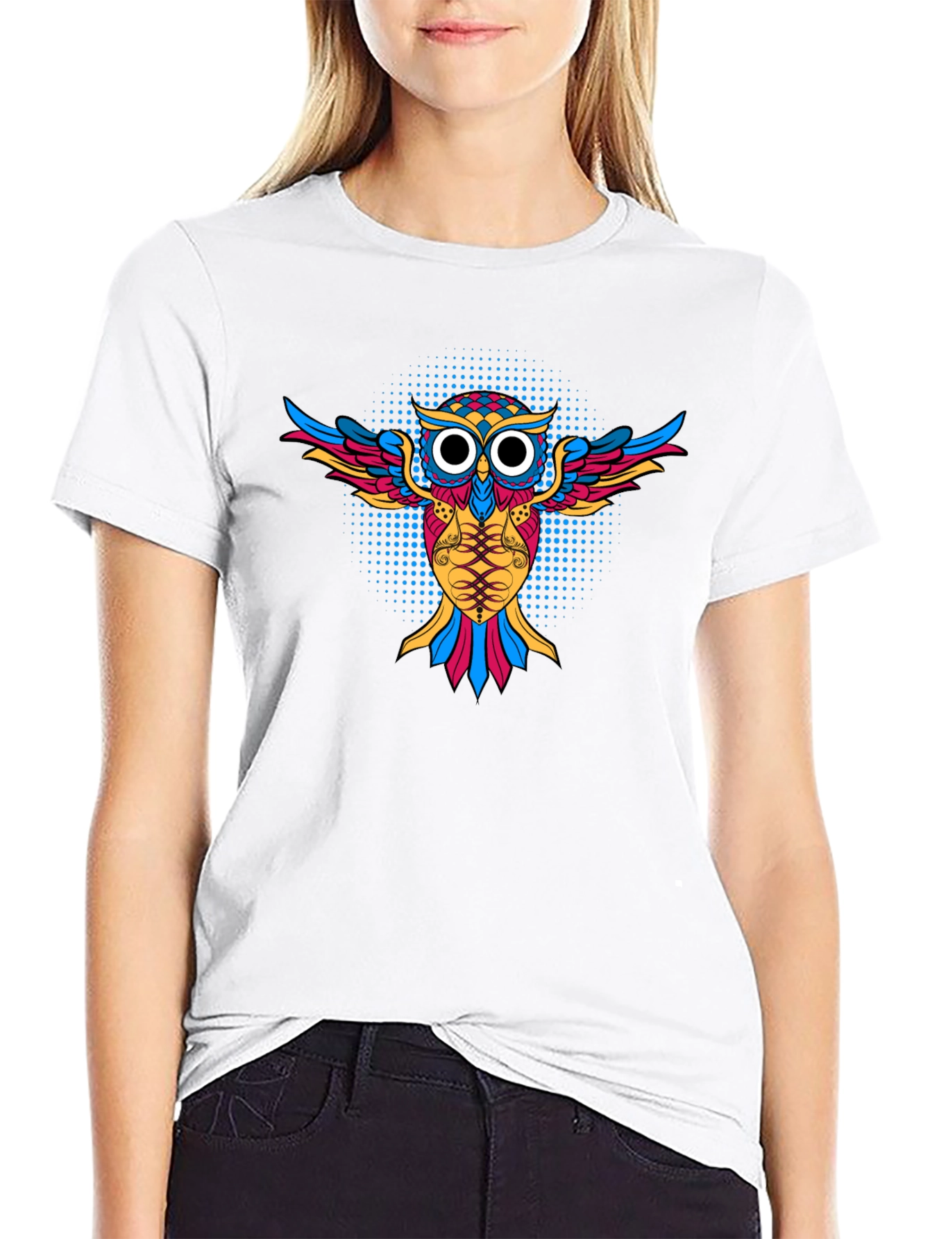 Vibrant Owl Graphic Tee - Mens Black T-Shirt