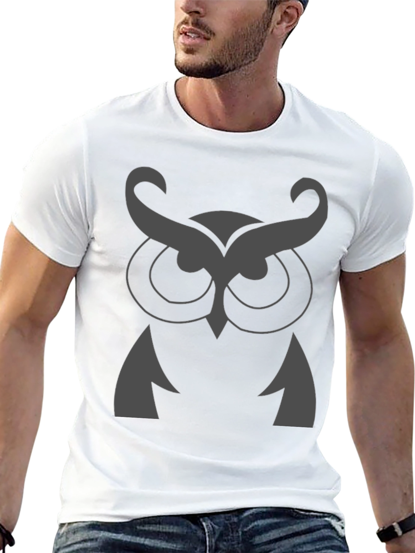 Owl Graphic Print Crew Neck T-Shirt