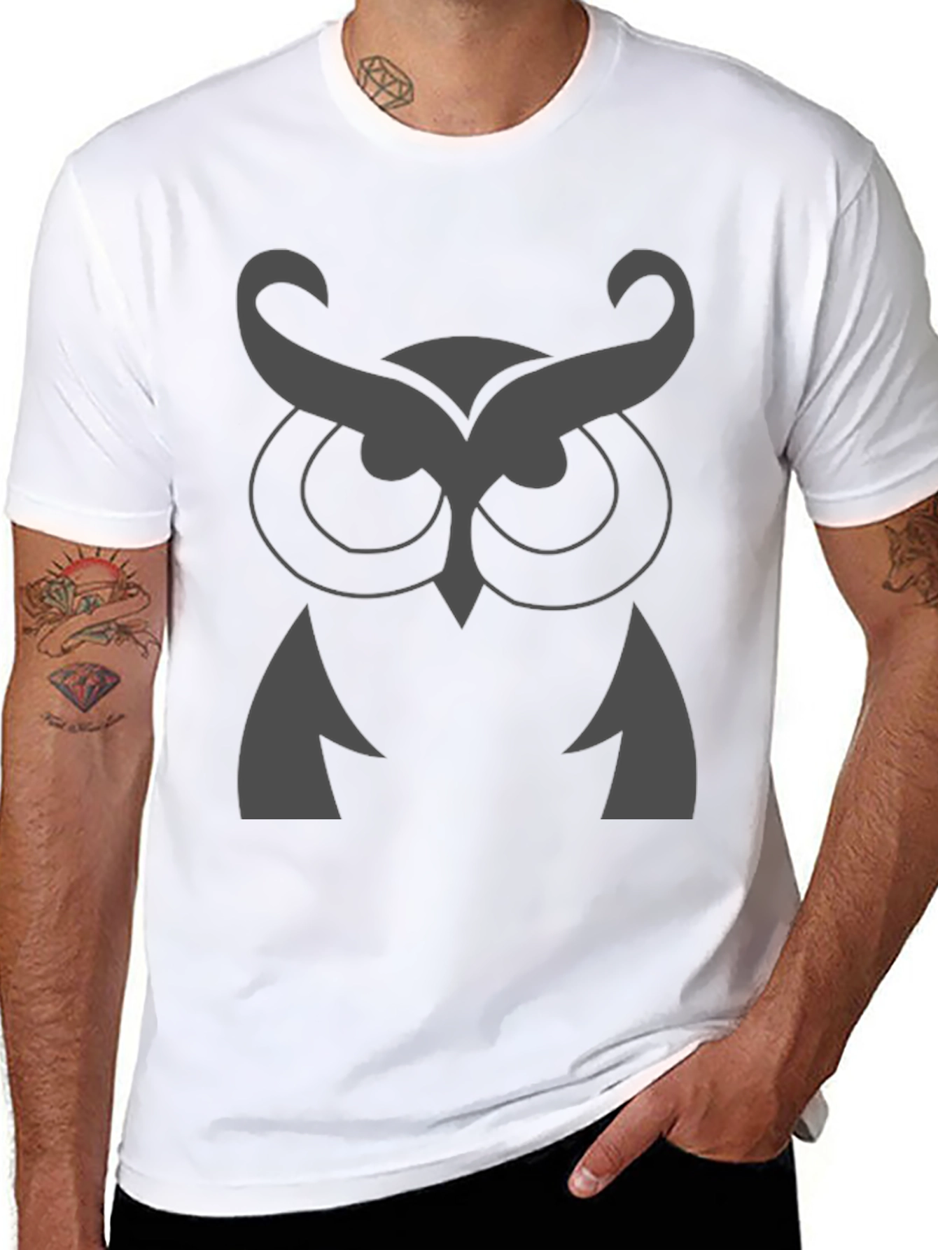 Owl Graphic Print Crew Neck T-Shirt