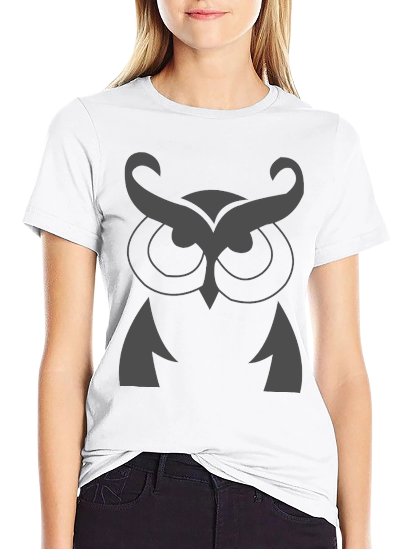Owl Graphic Print Crew Neck T-Shirt