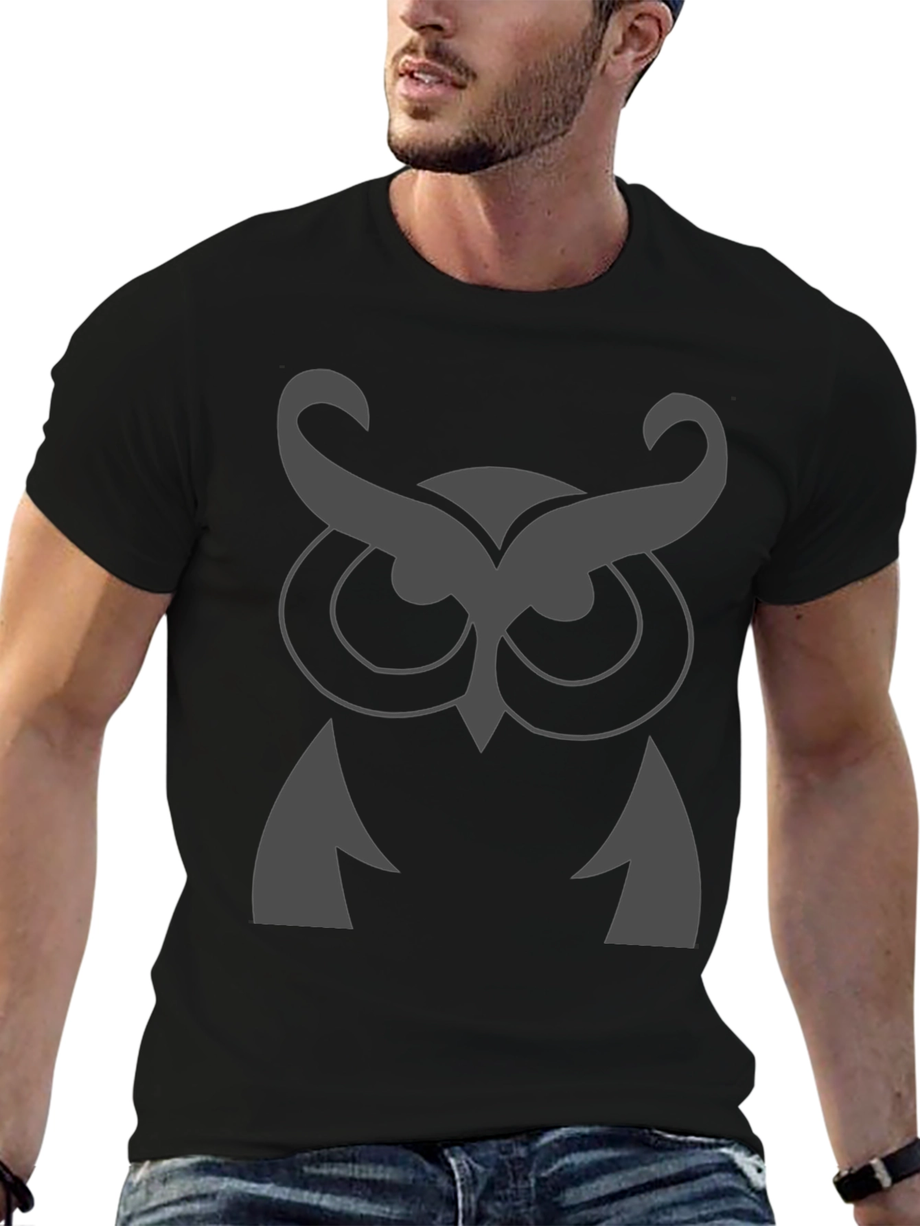 Owl Graphic Print Crew Neck T-Shirt