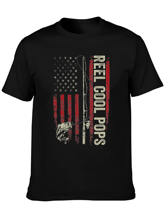 Reel Cool Pops Fishing T-Shirt - American Flag Design