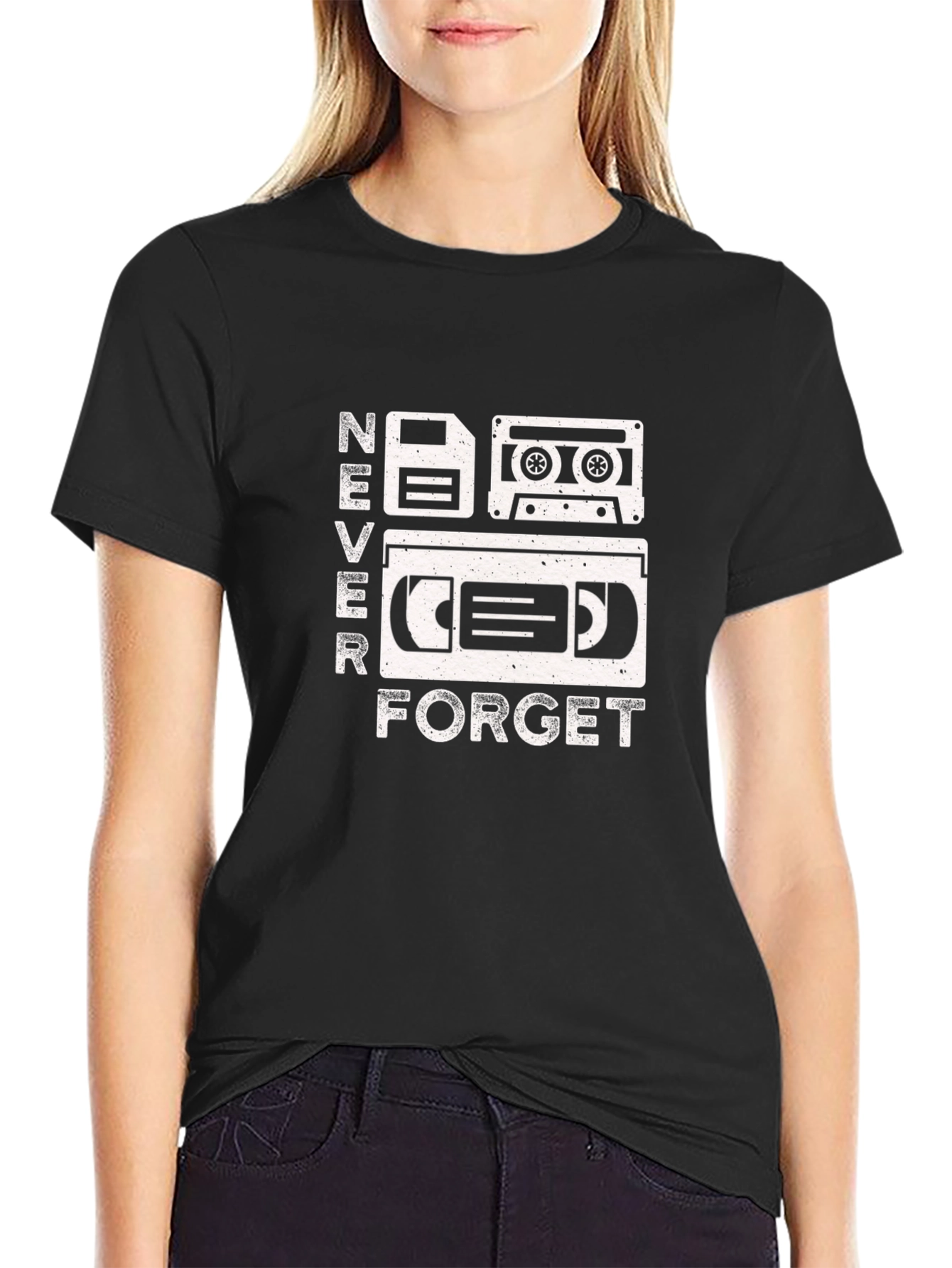 Retro Media Never Forget Black Graphic Tee