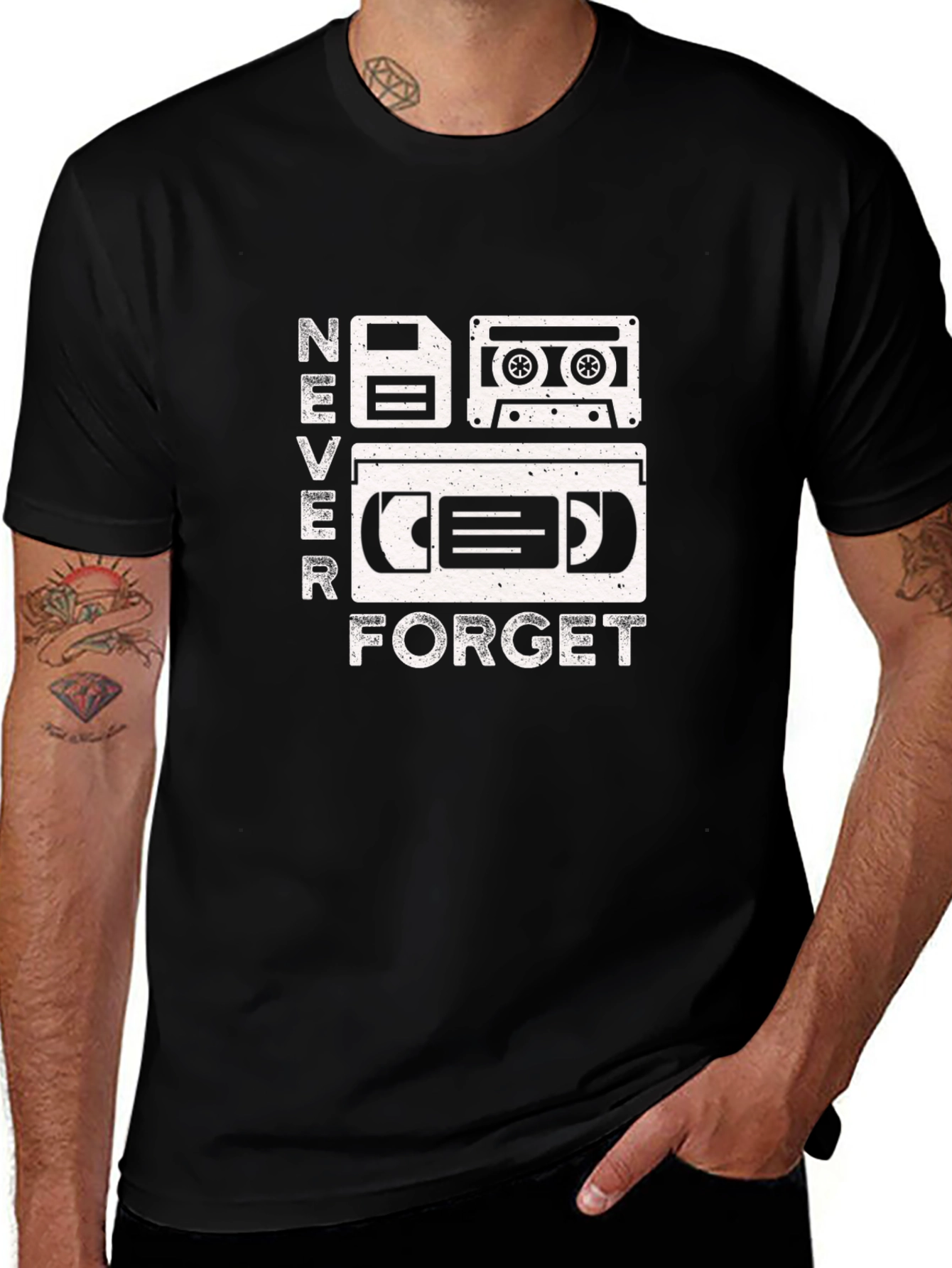 Retro Media Never Forget Black Graphic Tee