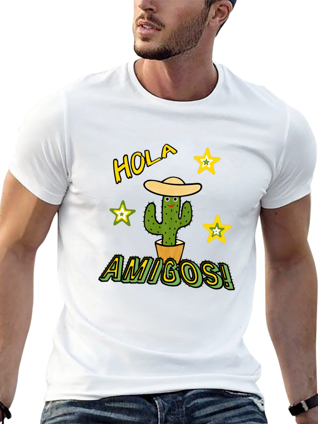 Hola Amigos Cactus Graphic Tee - Black