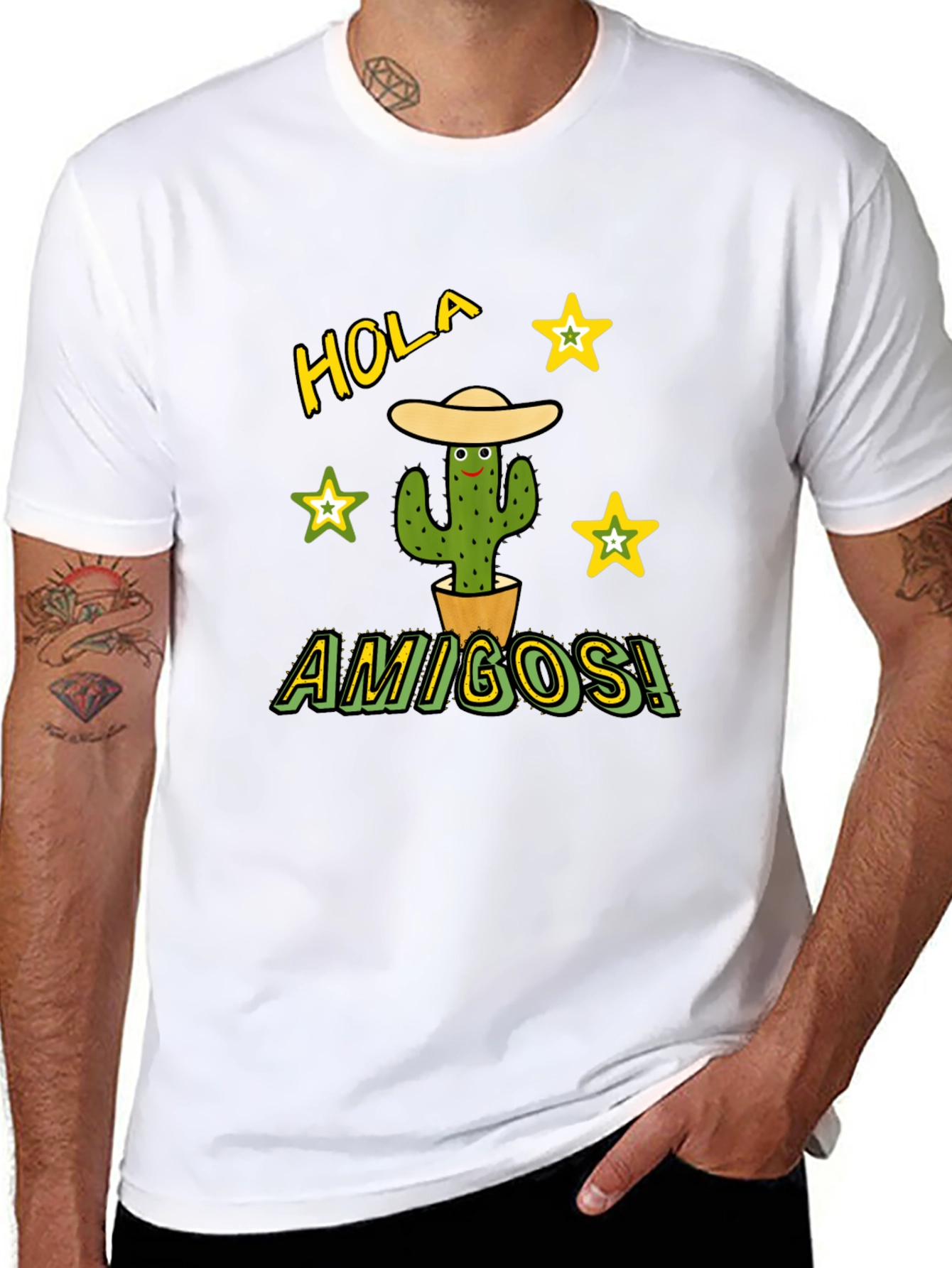 Hola Amigos Cactus Graphic Tee - Black