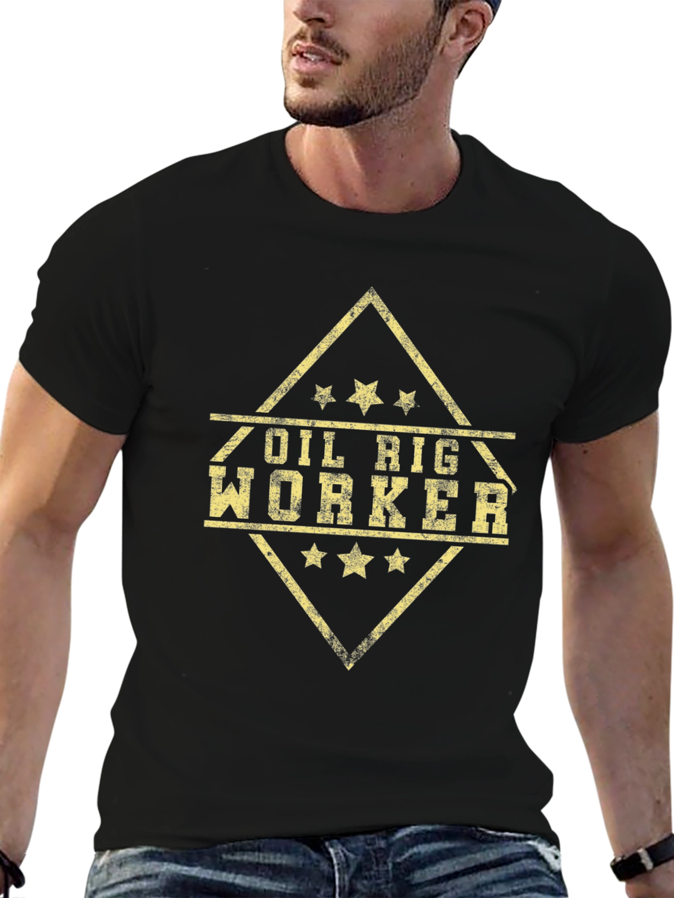 Oil Rig Worker Graphic Tee - Black
